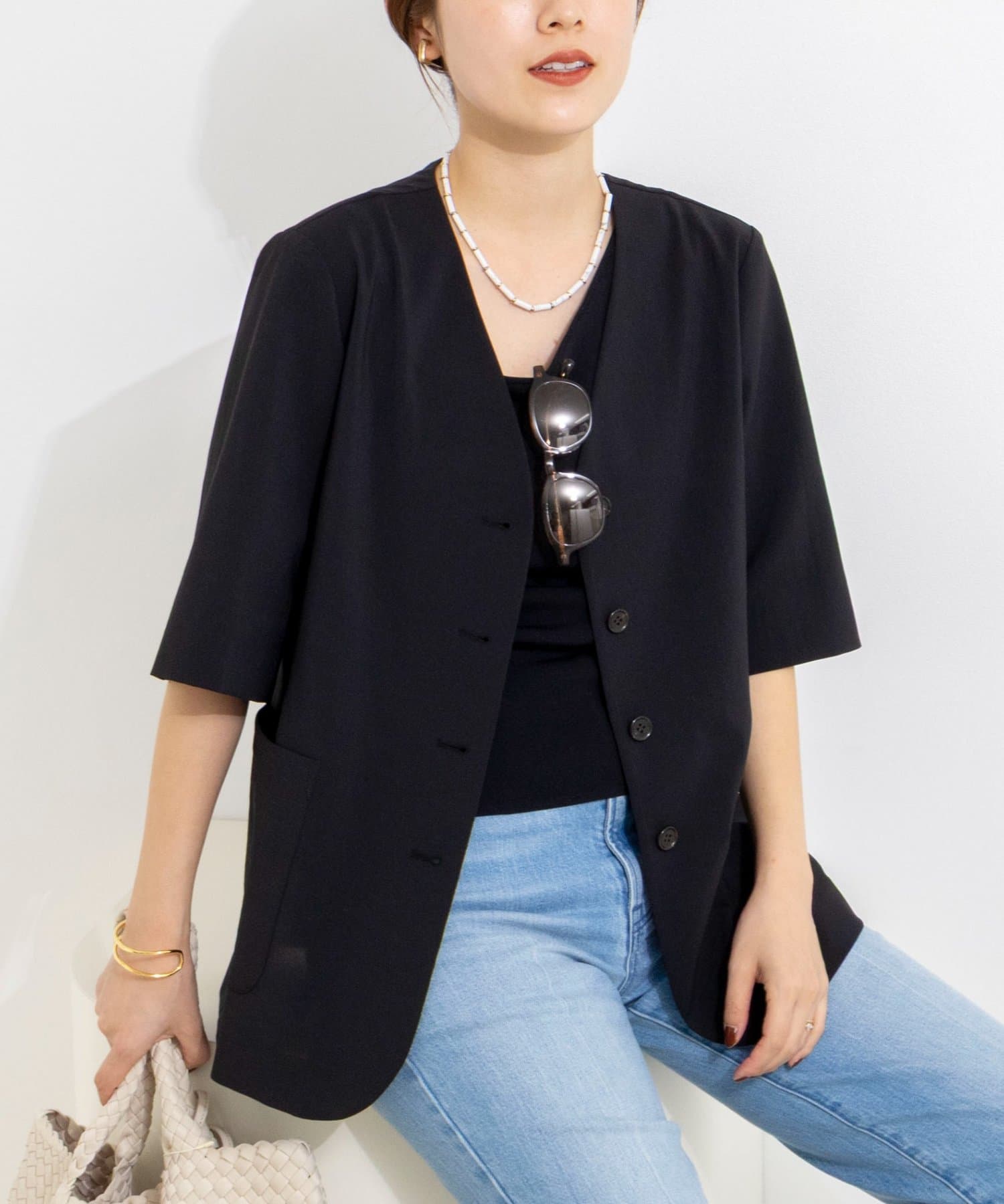 NOLLEY'S(ノーリーズ) ウォッシャブル高機能半袖ジャケット