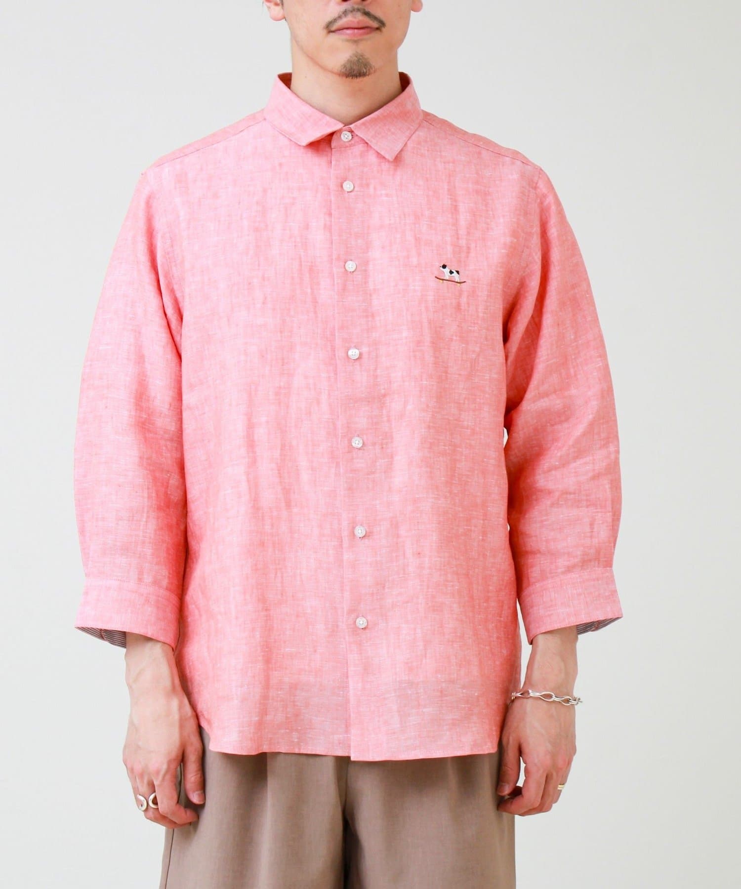 FREDY & GLOSTER(フレディ アンド グロスター) 【フレブル刺繍】七分袖シャツ ストライプ/無地