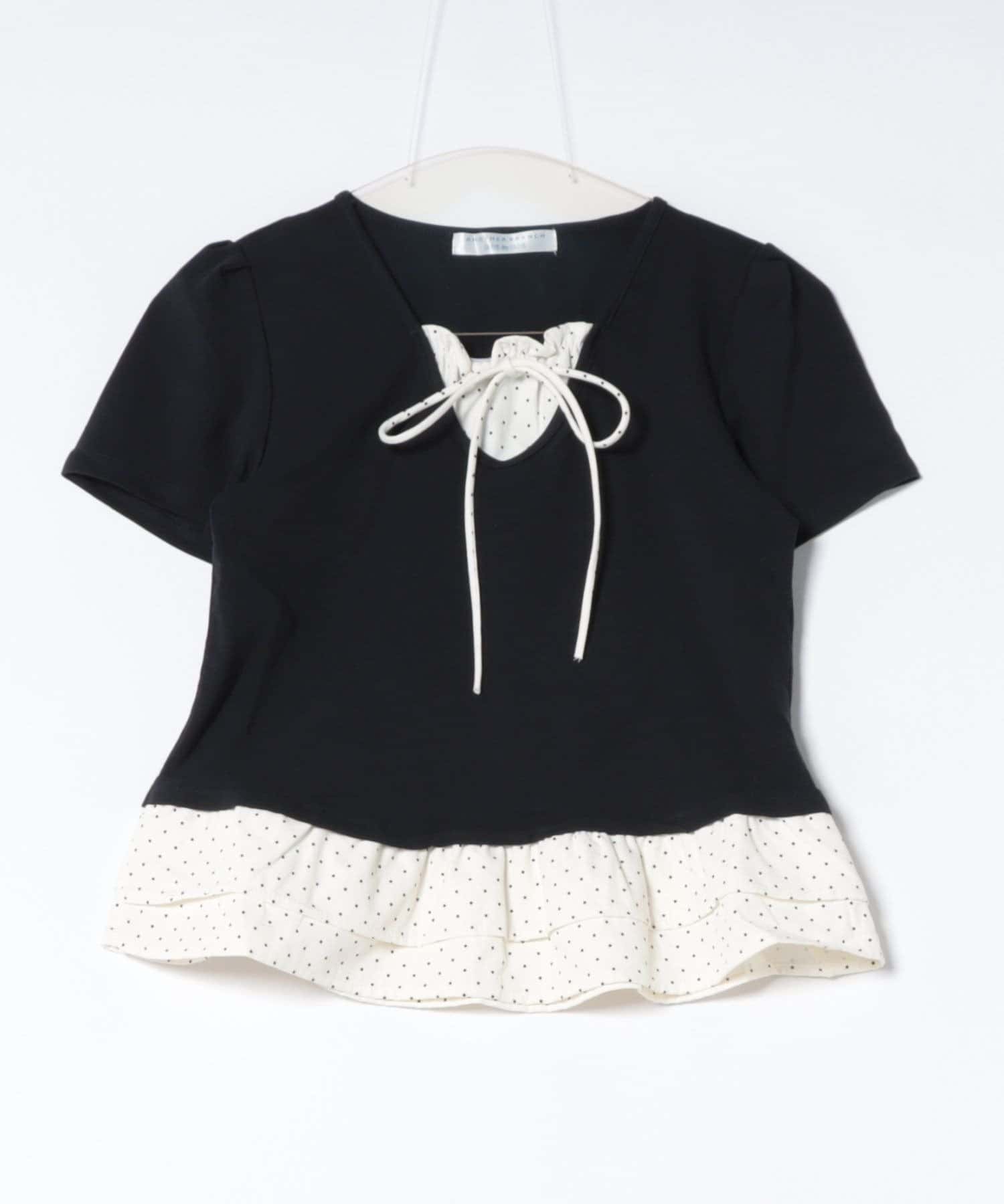 NICE CLAUP / OLIVE des OLIVE OUTLET(ナイスクラップ  / オリーブ デ オリーブ アウトレット) 【ANOTHER BRANCH】裾ドットフリルＴシャツ