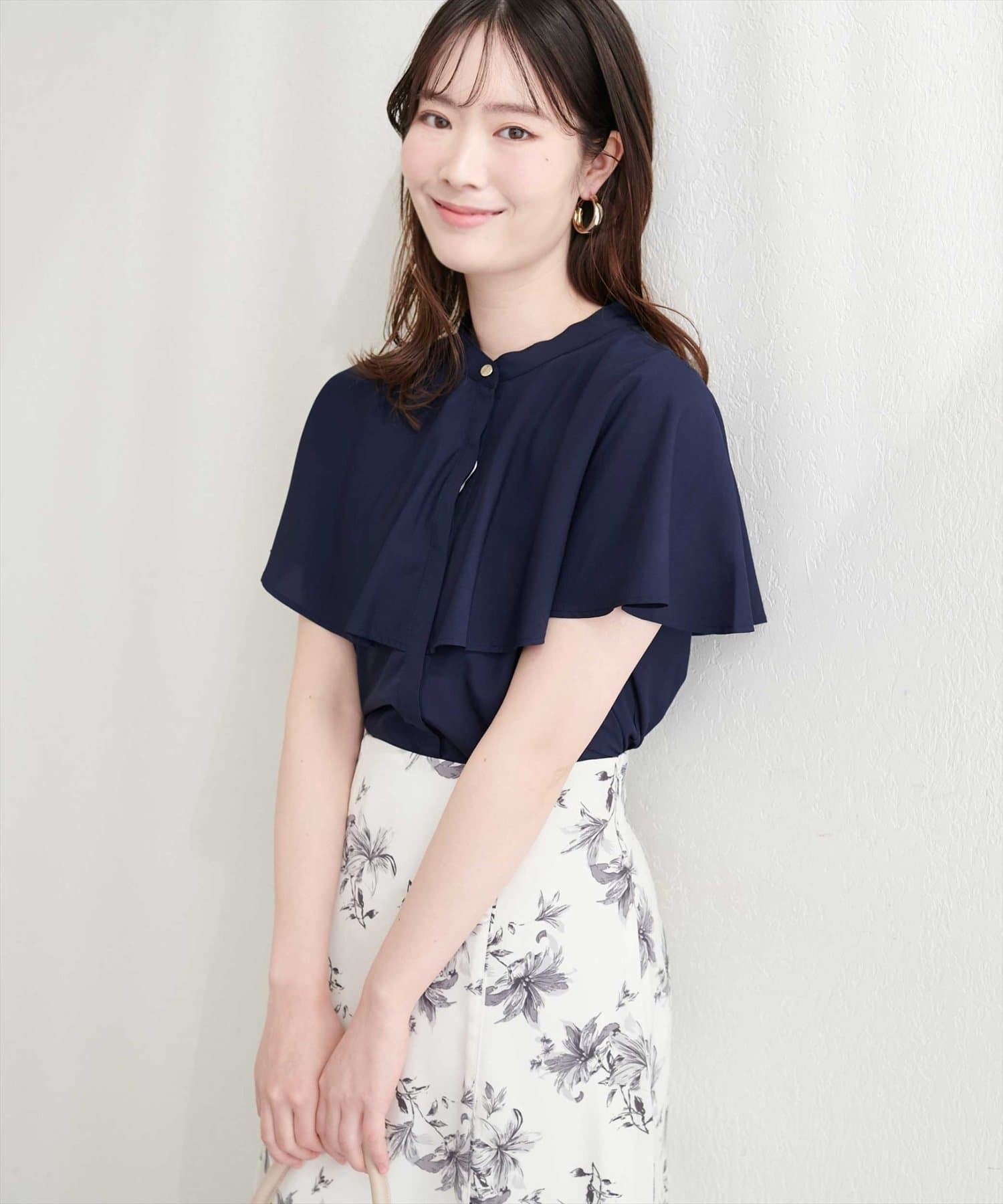 natural couture(ナチュラルクチュール) ケープカラーブラウス