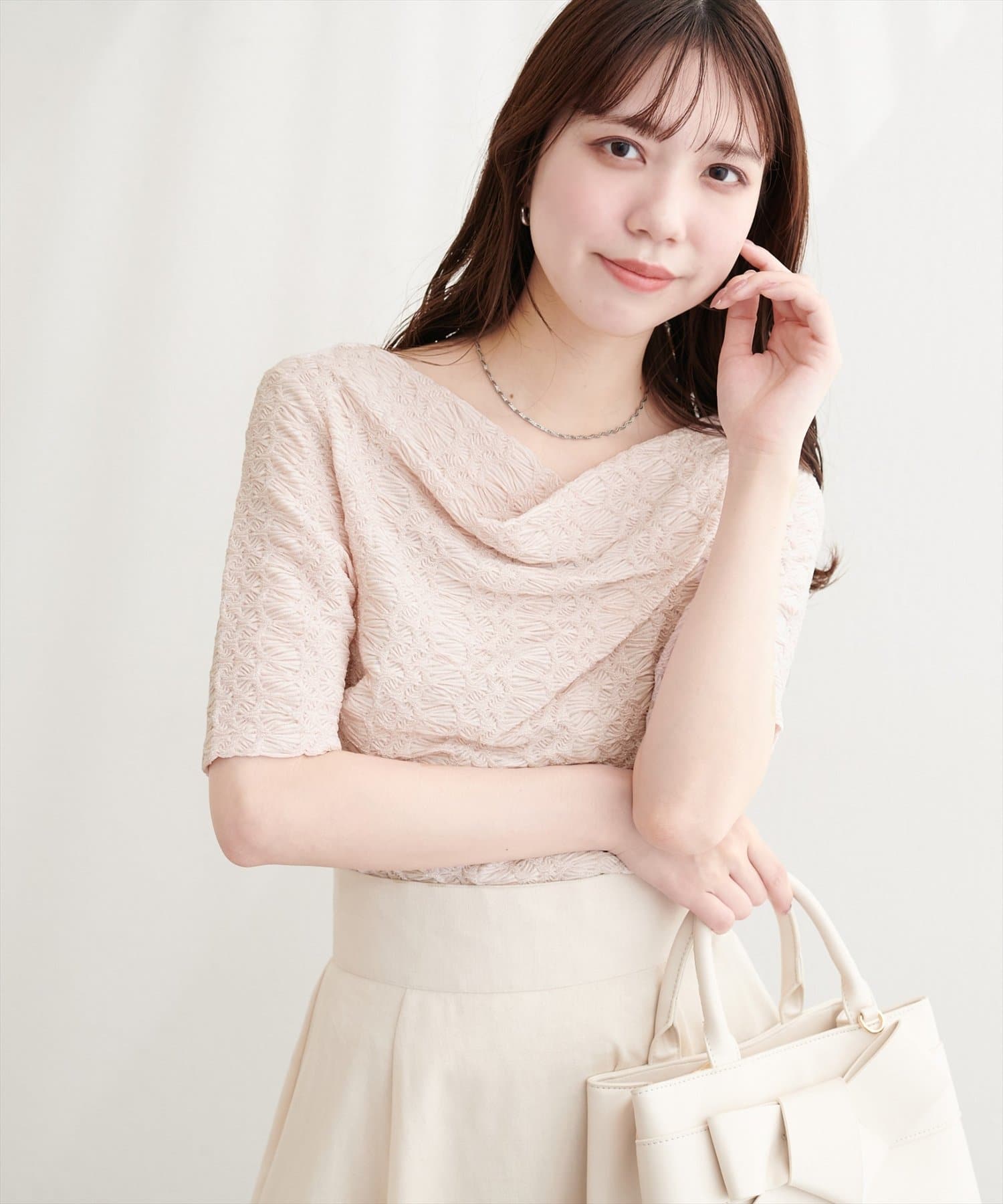 natural couture(ナチュラルクチュール) ジャガードカットドレープTOPS