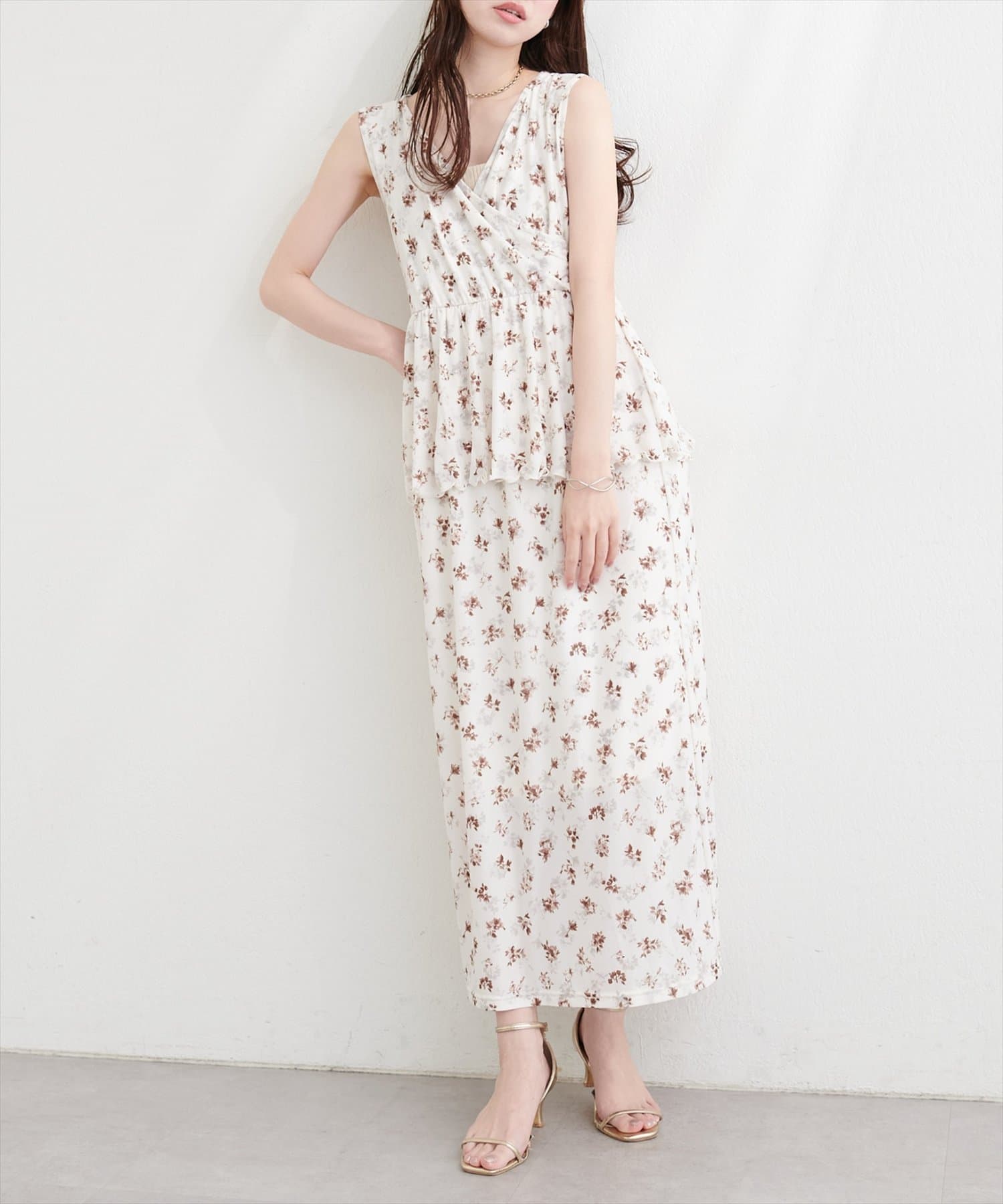 natural couture(ナチュラルクチュール) ペプラムドッキングワンピース