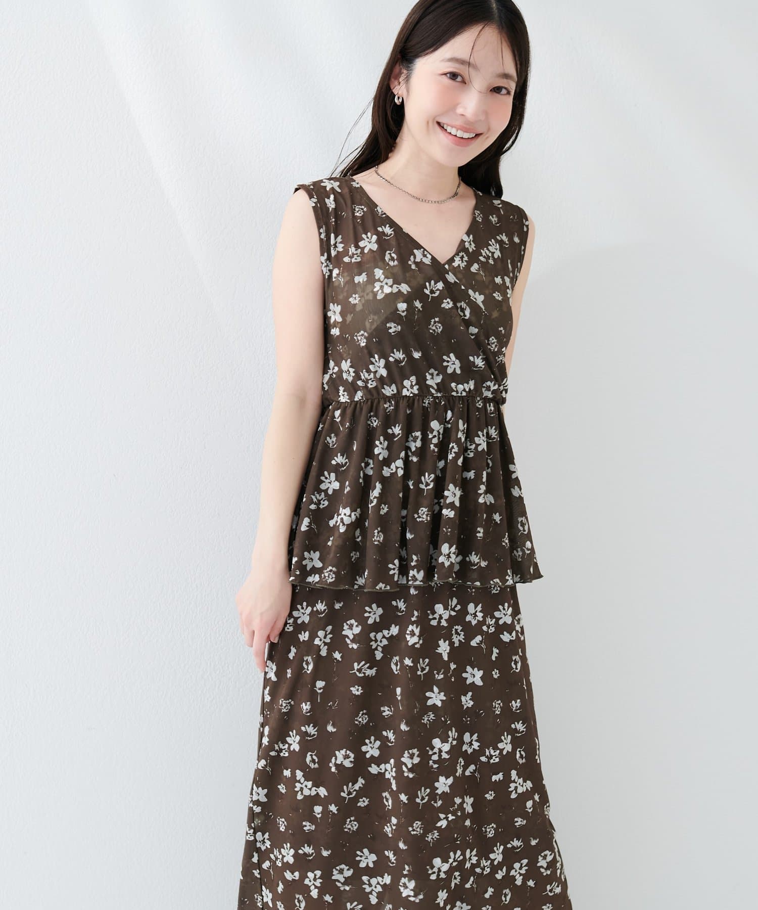 natural couture(ナチュラルクチュール) ペプラムドッキングワンピース