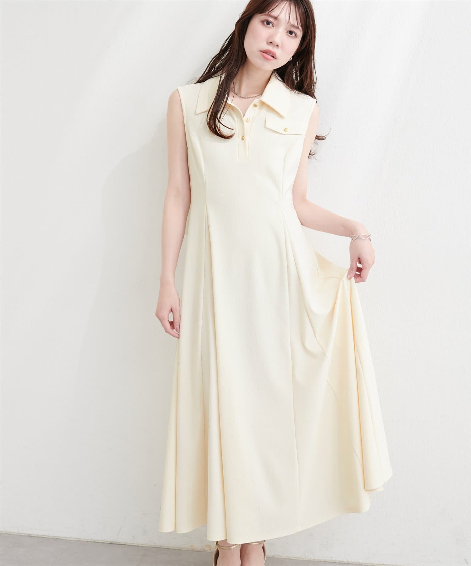 natural couture(ナチュラルクチュール) 美シルエットノースリフレアワンピース