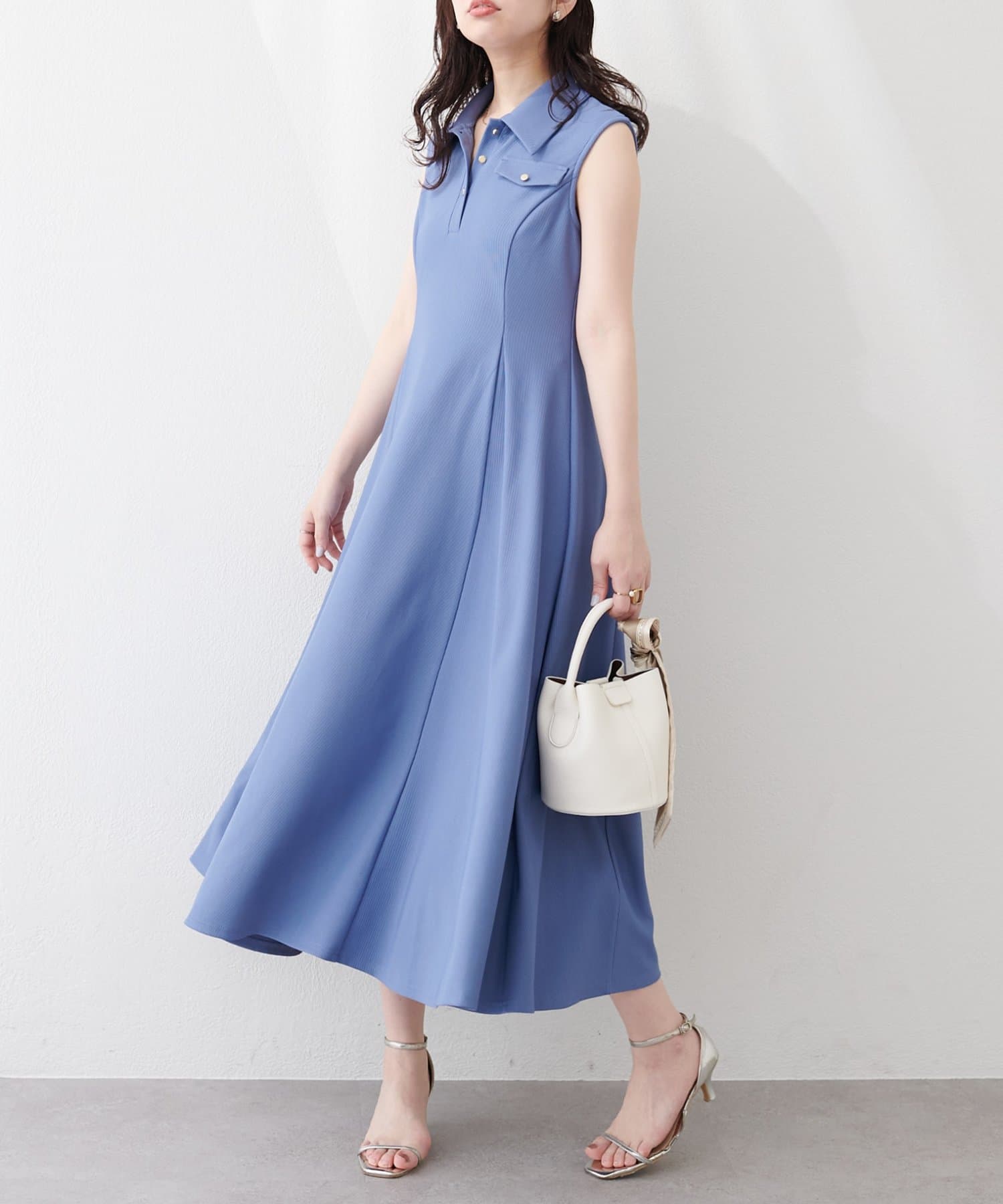 natural couture(ナチュラルクチュール) 美シルエットノースリフレアワンピース