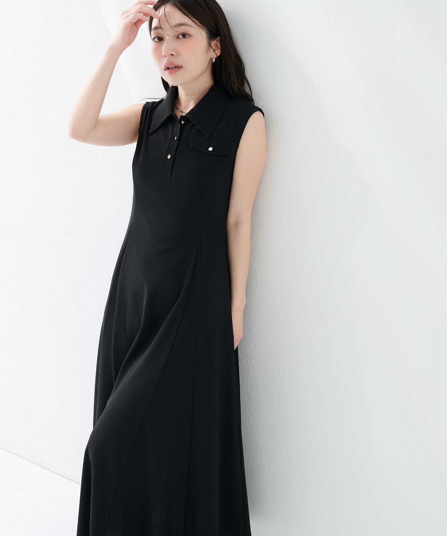 natural couture(ナチュラルクチュール) 美シルエットノースリフレアワンピース