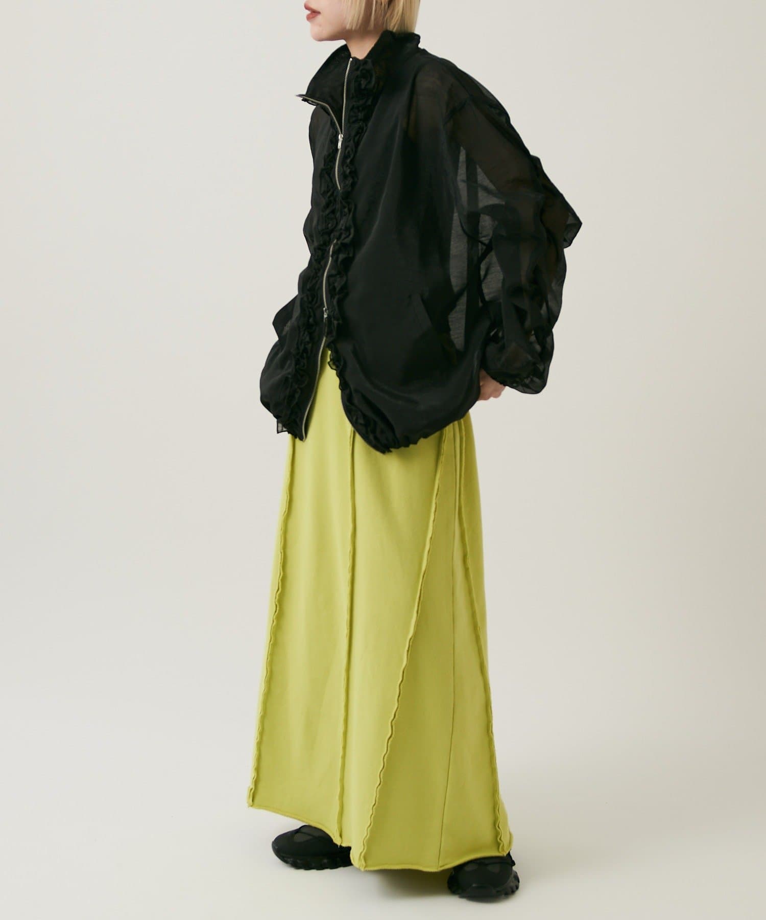 w closet(ダブルクローゼット) 【2サイズ展開/羽織でも１枚でも◎】シアーフリルブルゾン