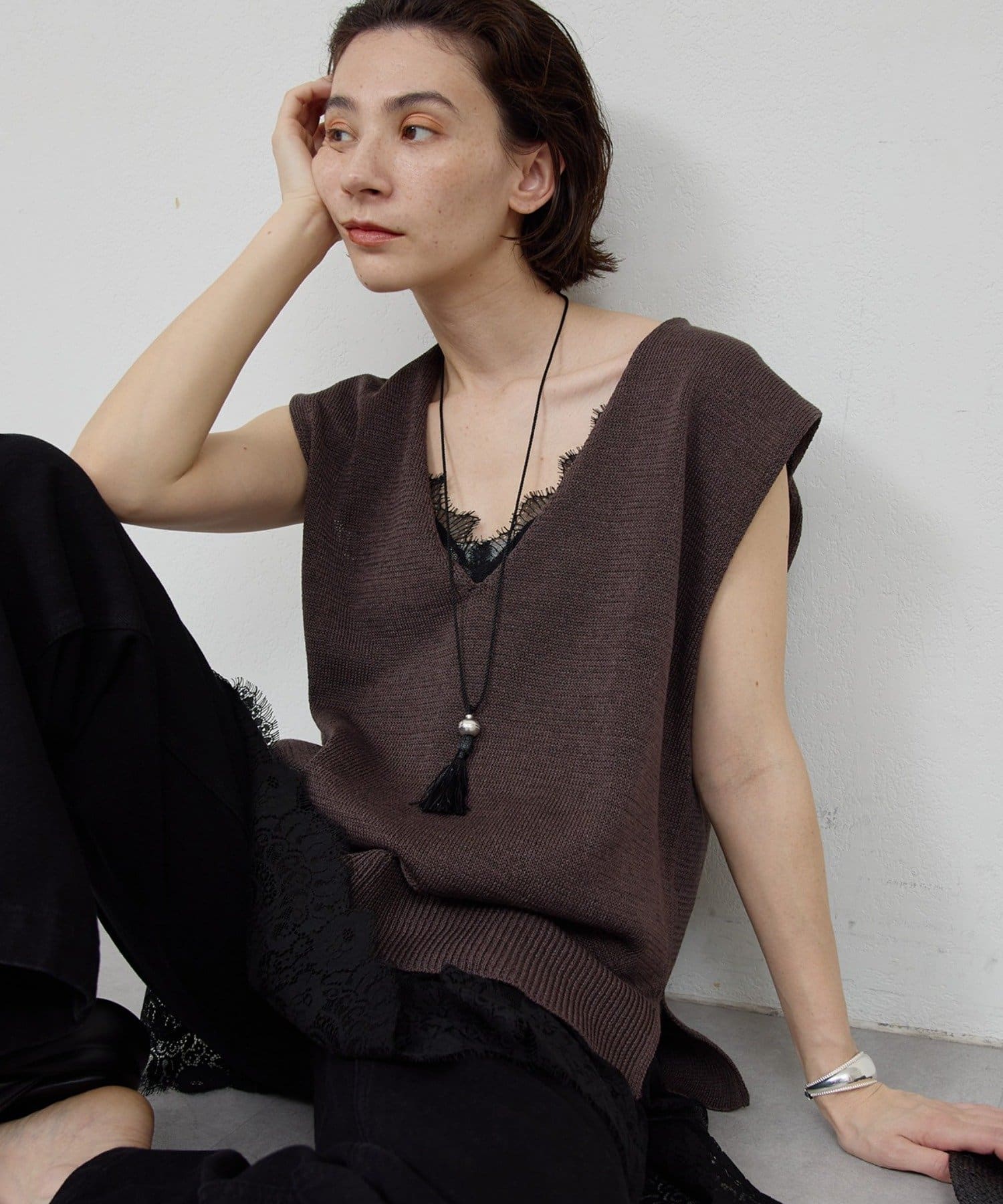 GALLARDAGALANTE(ガリャルダガランテ) 【4/10(金)12:00予約開始】【ナチュラル素材が魅力】サイドスリットニット