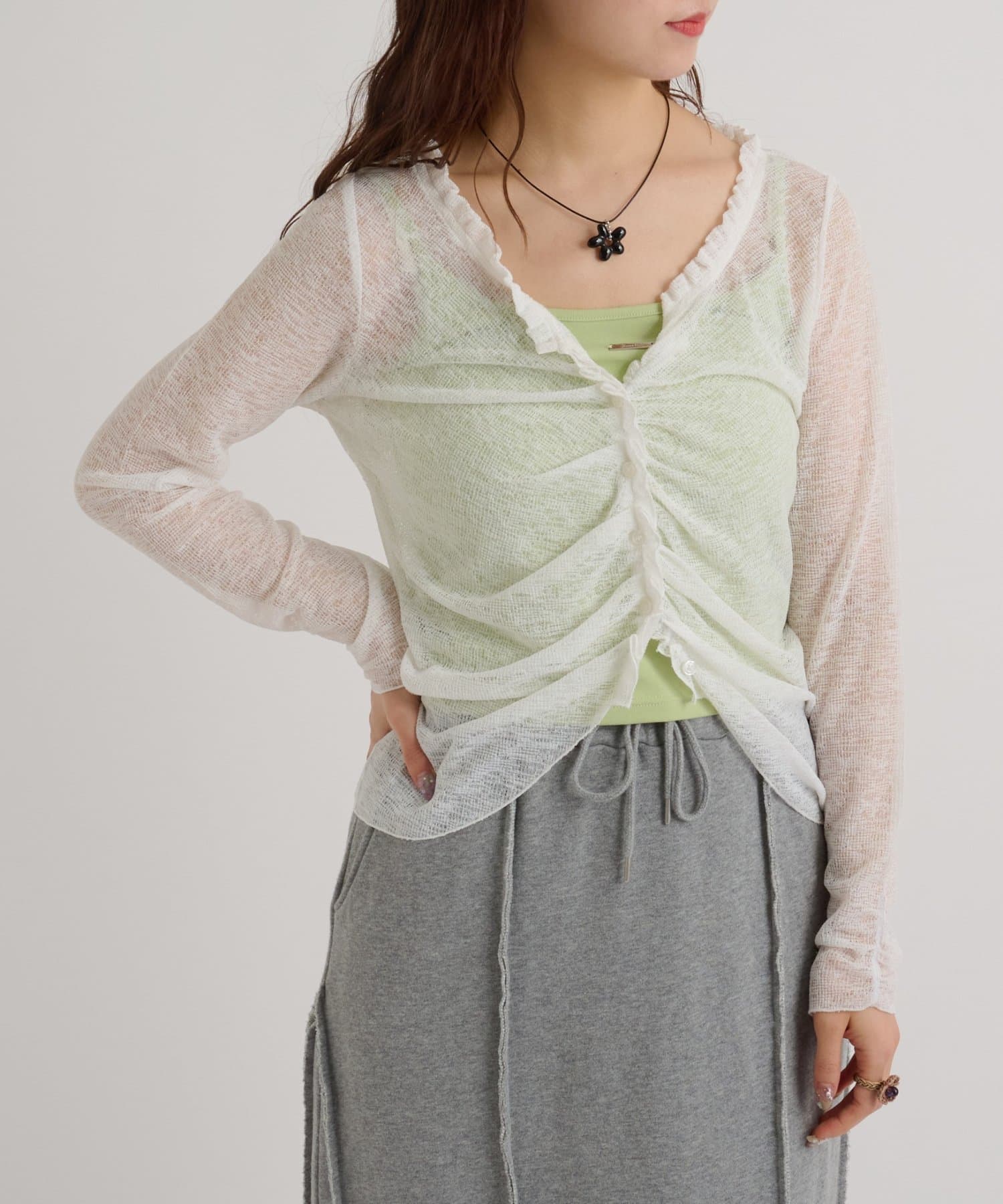 w closet(ダブルクローゼット) 【5色展開】なみなみシアーカーデ