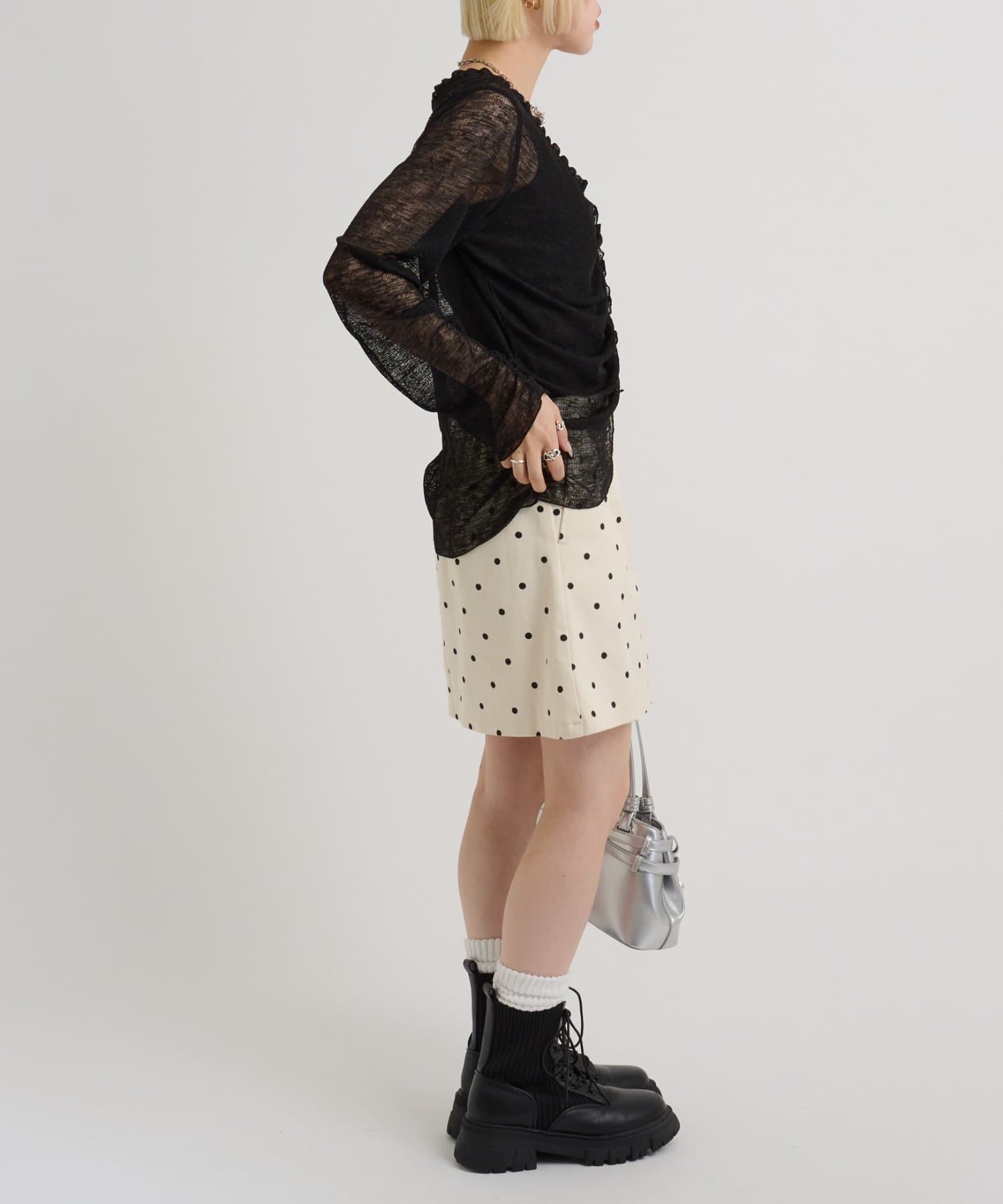 w closet(ダブルクローゼット) 【5色展開】なみなみシアーカーデ