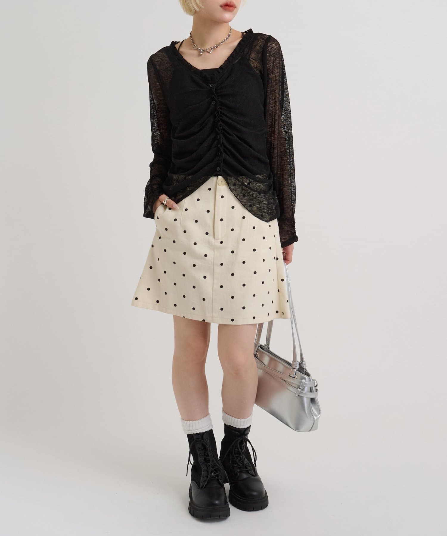 w closet(ダブルクローゼット) 【5色展開】なみなみシアーカーデ