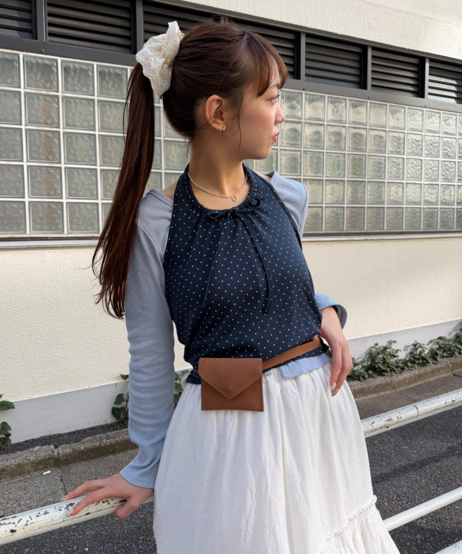 w closet(ダブルクローゼット) 【6色展開/２SEETアイテム】【2WAY】ホルターキャミカーディガンセット