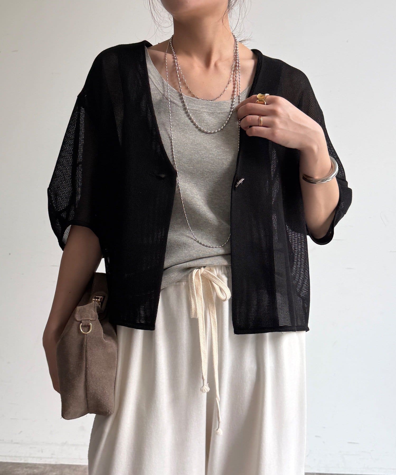 DOUDOU(ドゥドゥ) 【WEB限定】5分袖メッシュ半袖ジャケット