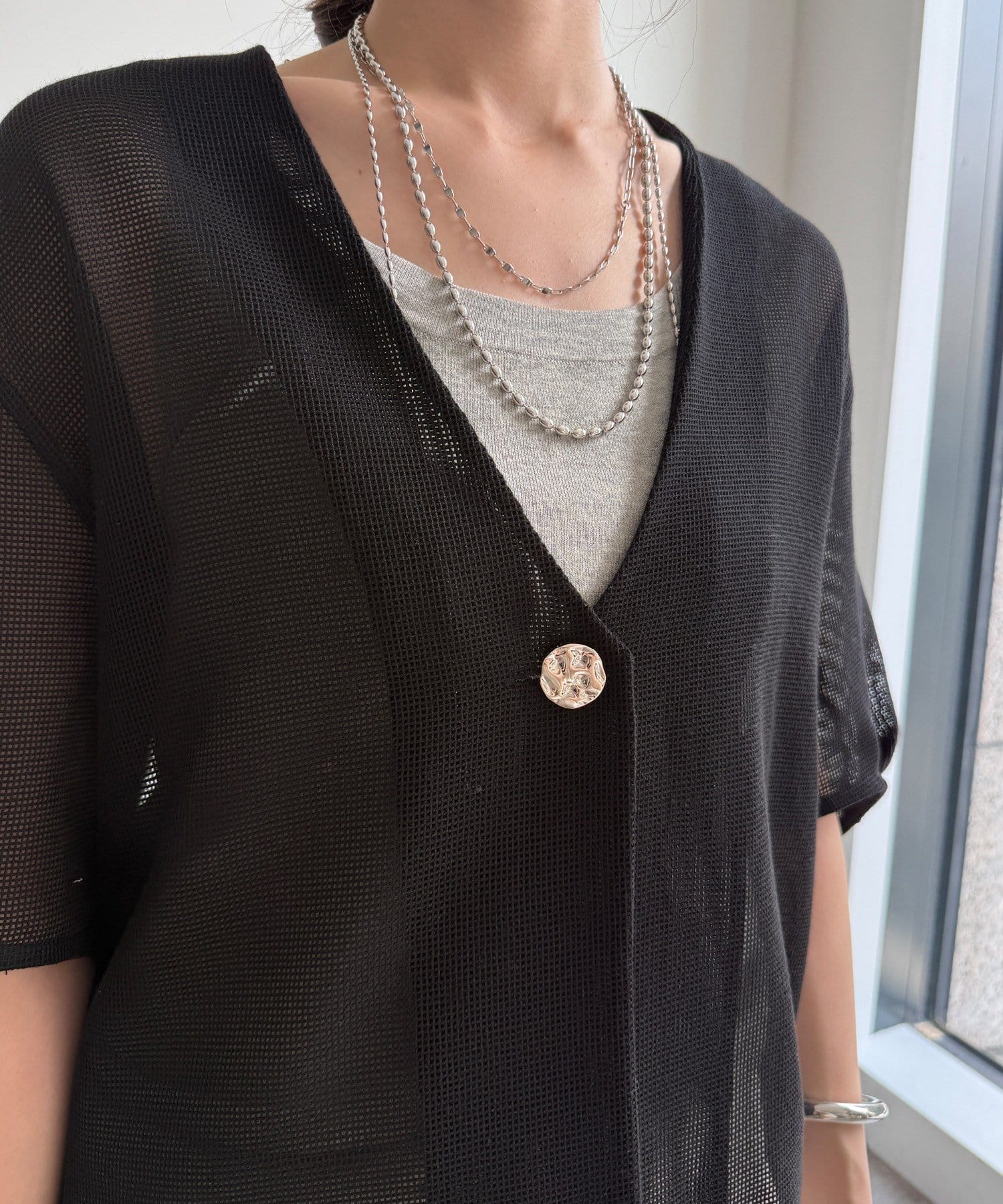 DOUDOU(ドゥドゥ) 【WEB限定】5分袖メッシュ半袖ジャケット