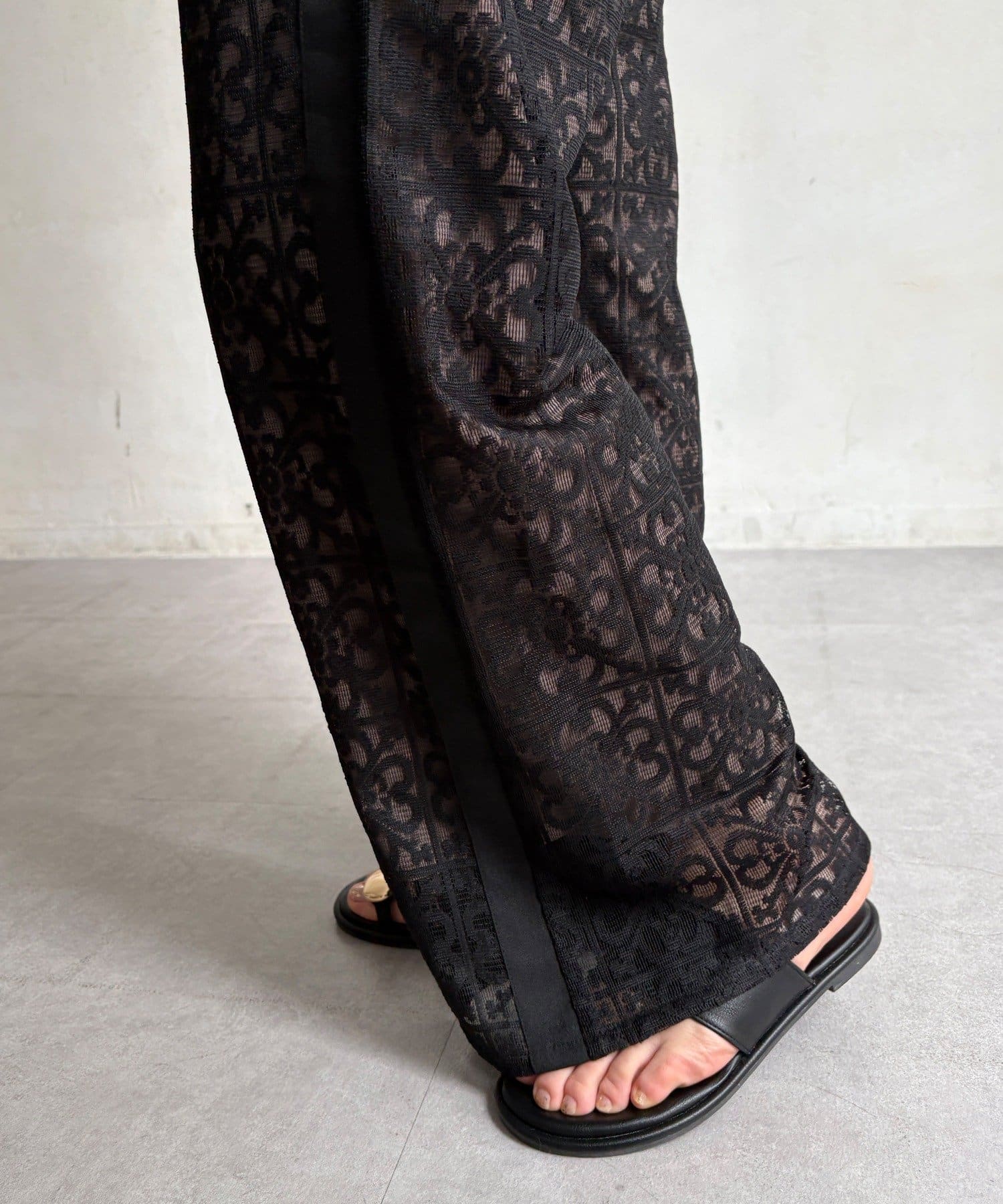 DOUDOU(ドゥドゥ) 【WEB限定】タイルレースワイドパンツ