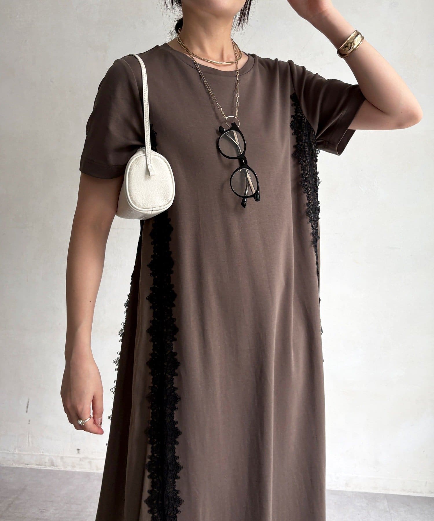 DOUDOU(ドゥドゥ) 【WEB限定】レースライン布帛切替ワンピース