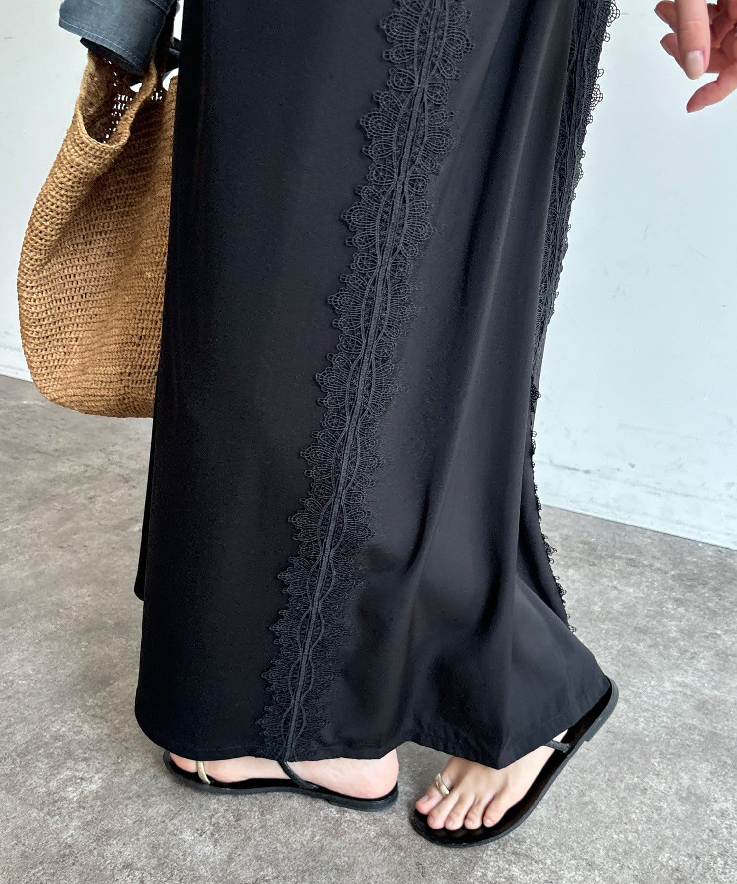 DOUDOU(ドゥドゥ) 【WEB限定】レースライン布帛切替ワンピース