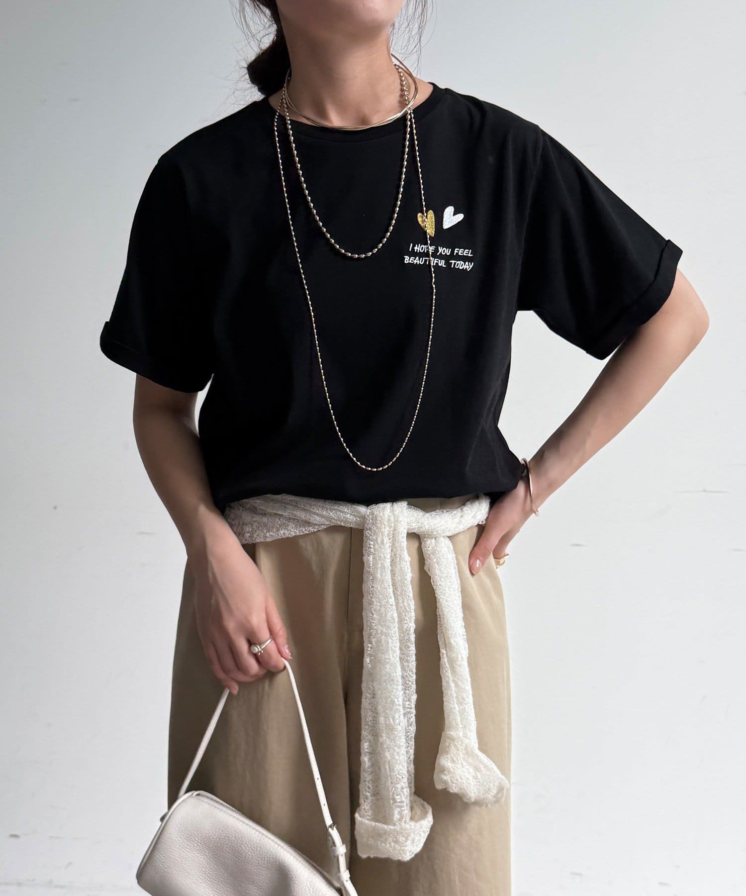 DOUDOU(ドゥドゥ) 【WEB限定】ハート×ロゴ刺繍TEE