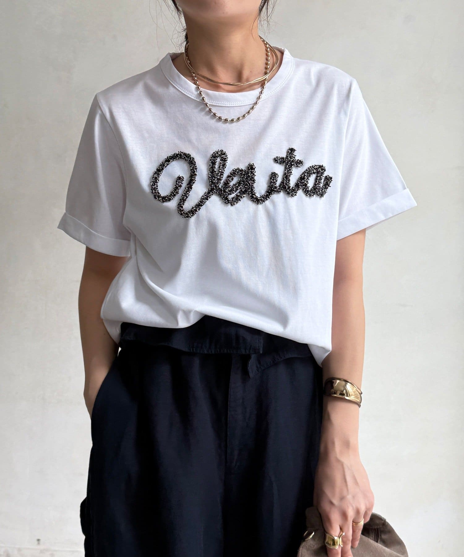 DOUDOU(ドゥドゥ) 【WEB限定】フリンジコードロゴTEE