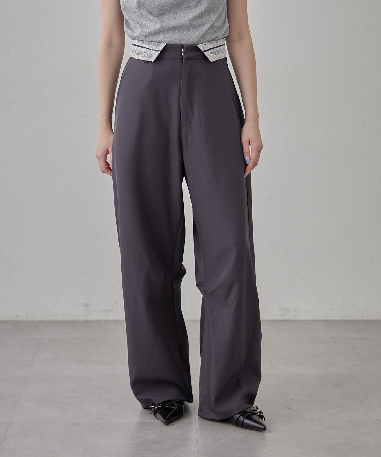 mline(エムライン) [mline]折り返しレーススラックス