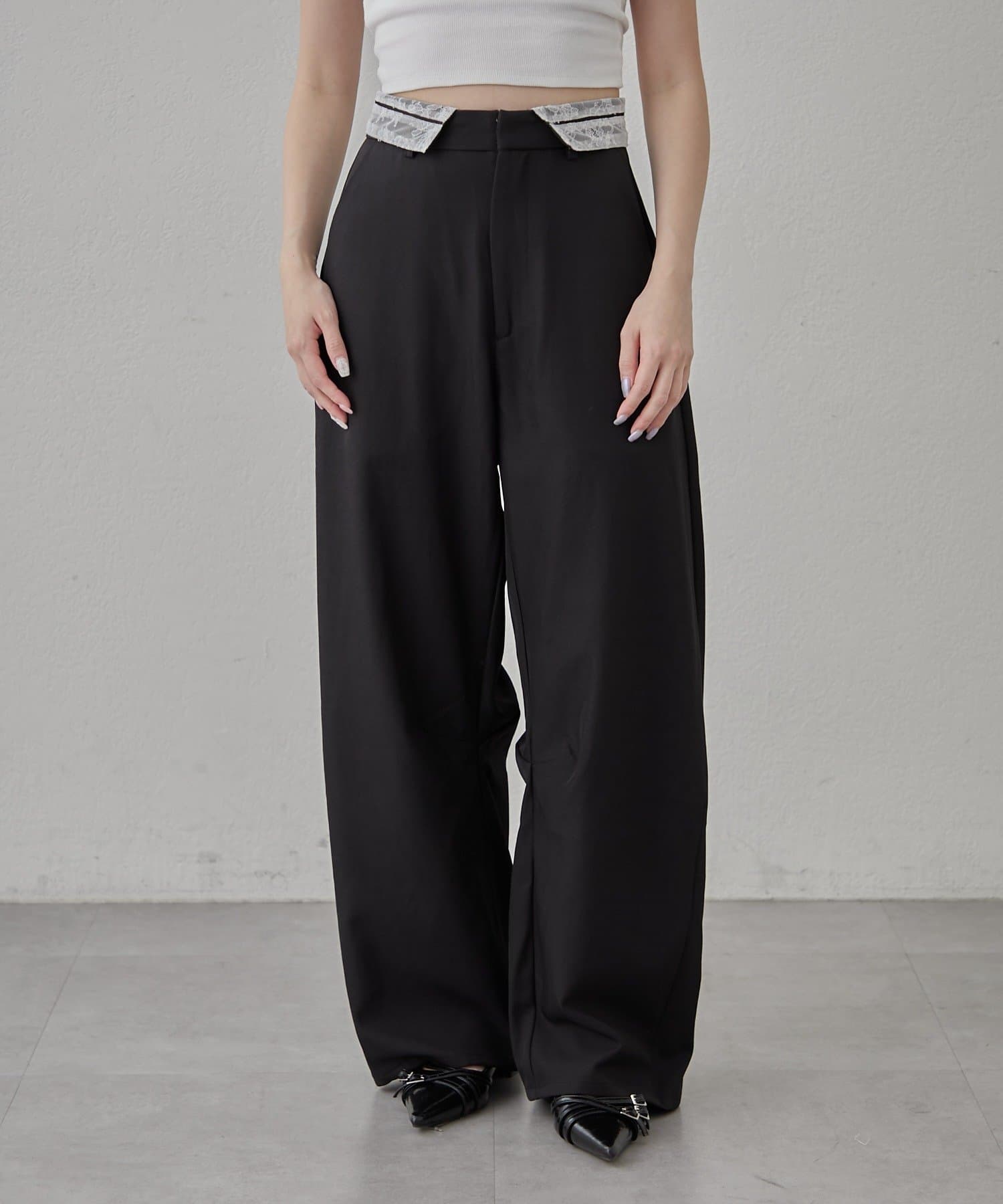 mline(エムライン) [mline]折り返しレーススラックス