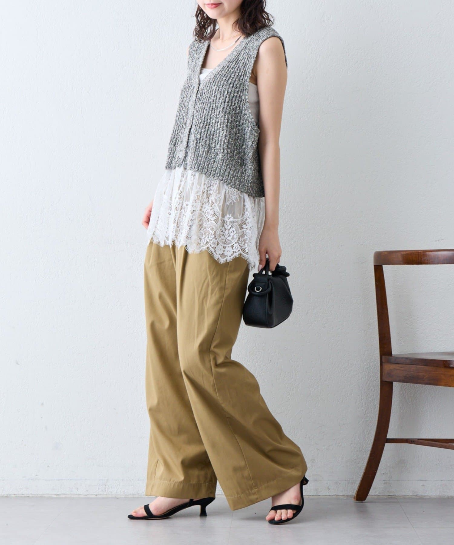 CIAOPANIC TYPY(チャオパニックティピー) 【前後2WAY】裾レースメランジベスト