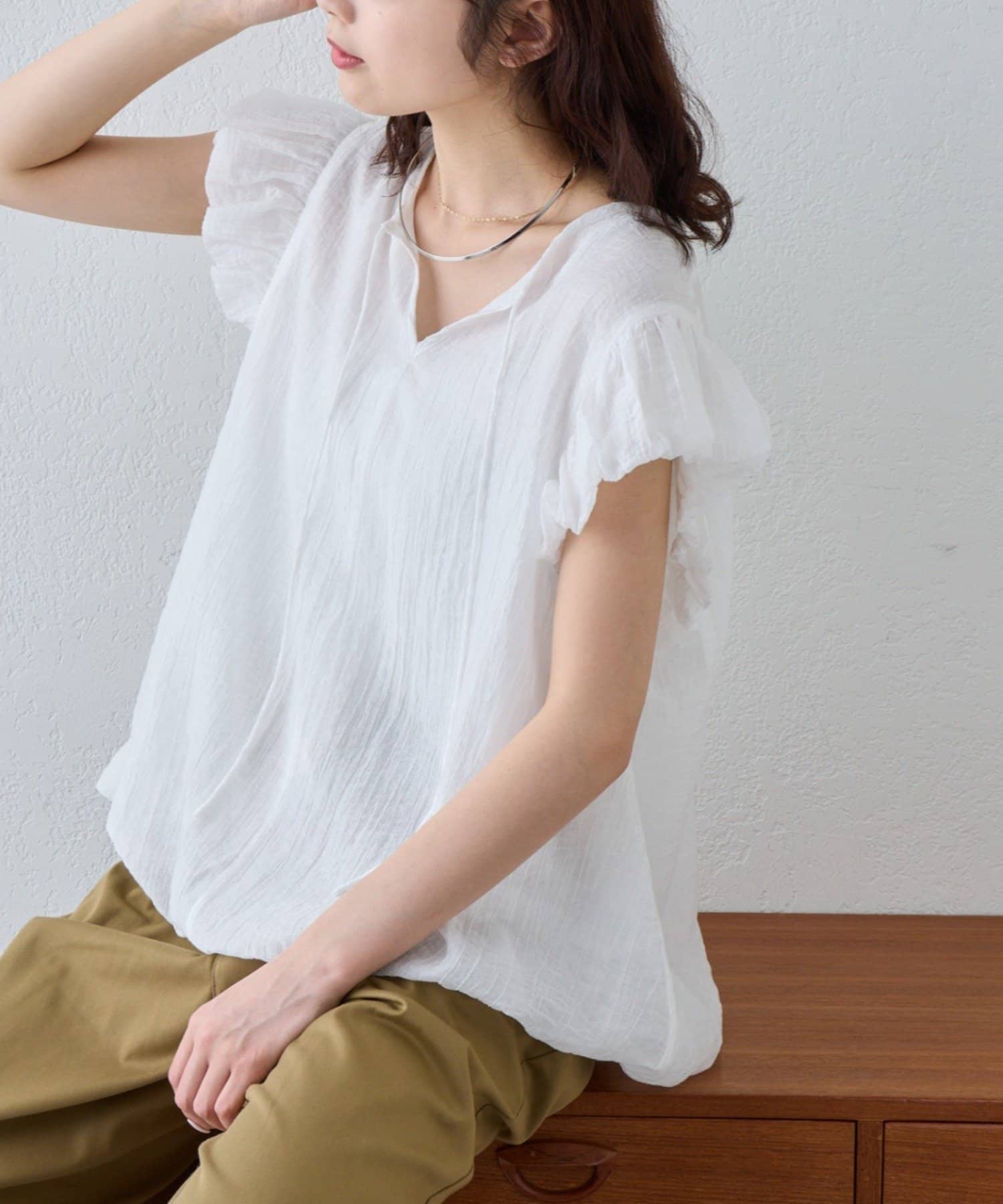 CIAOPANIC TYPY(チャオパニックティピー) 【着映えトップス】裾袖バルーン楊柳ブラウス