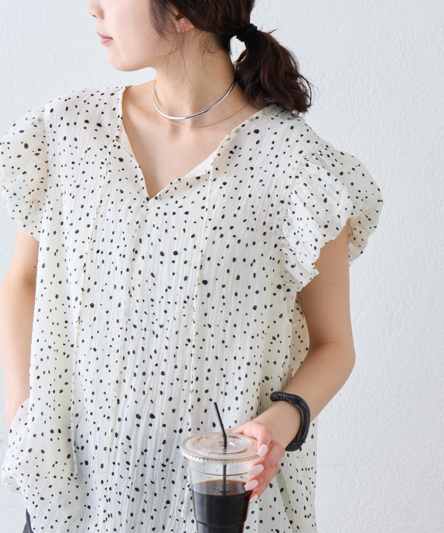 CIAOPANIC TYPY(チャオパニックティピー) 【着映えトップス】裾袖バルーン楊柳ブラウス