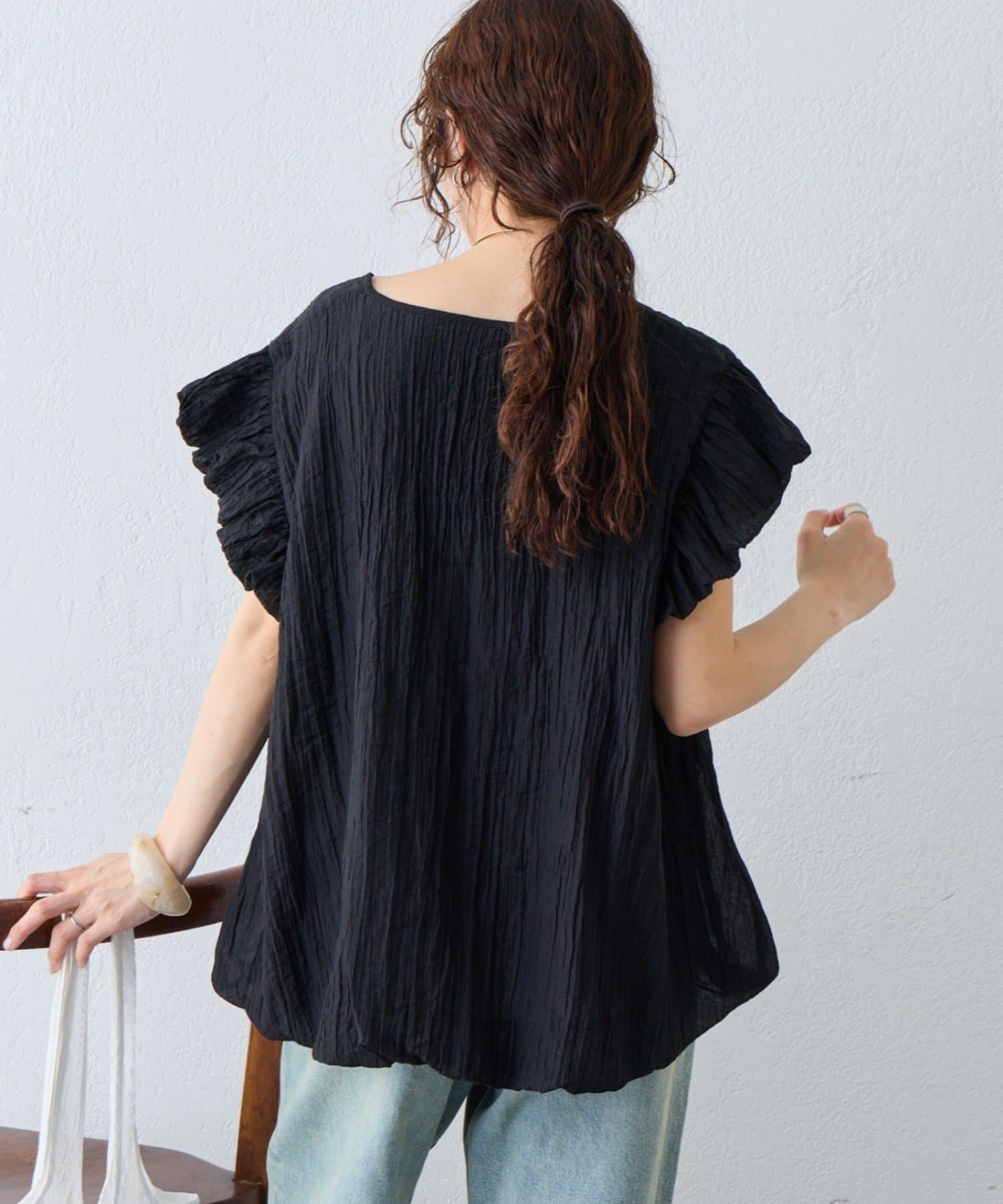 CIAOPANIC TYPY(チャオパニックティピー) 【着映えトップス】裾袖バルーン楊柳ブラウス