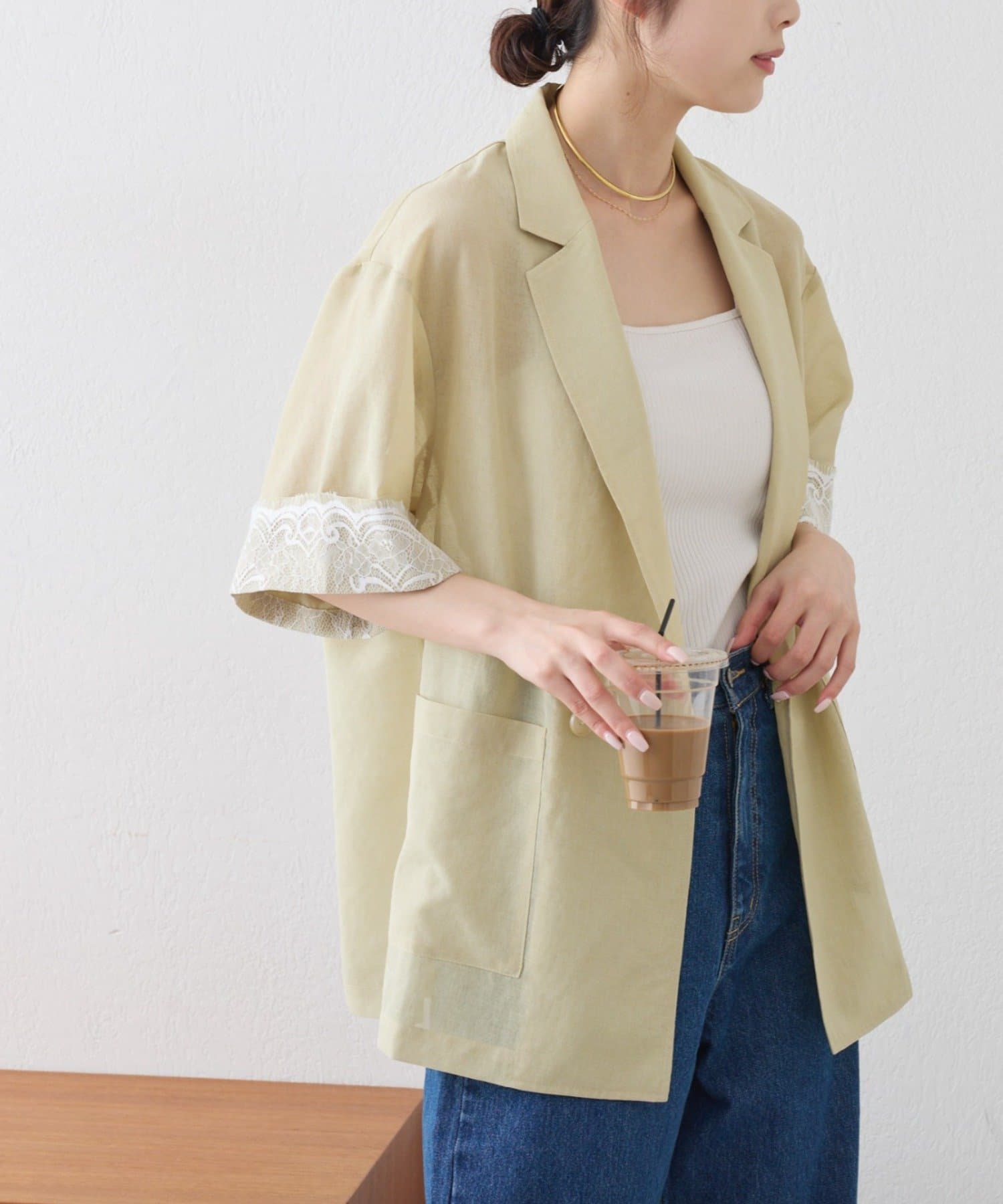 CIAOPANIC TYPY(チャオパニックティピー) 折り返し袖レースシアーシャツジャケット