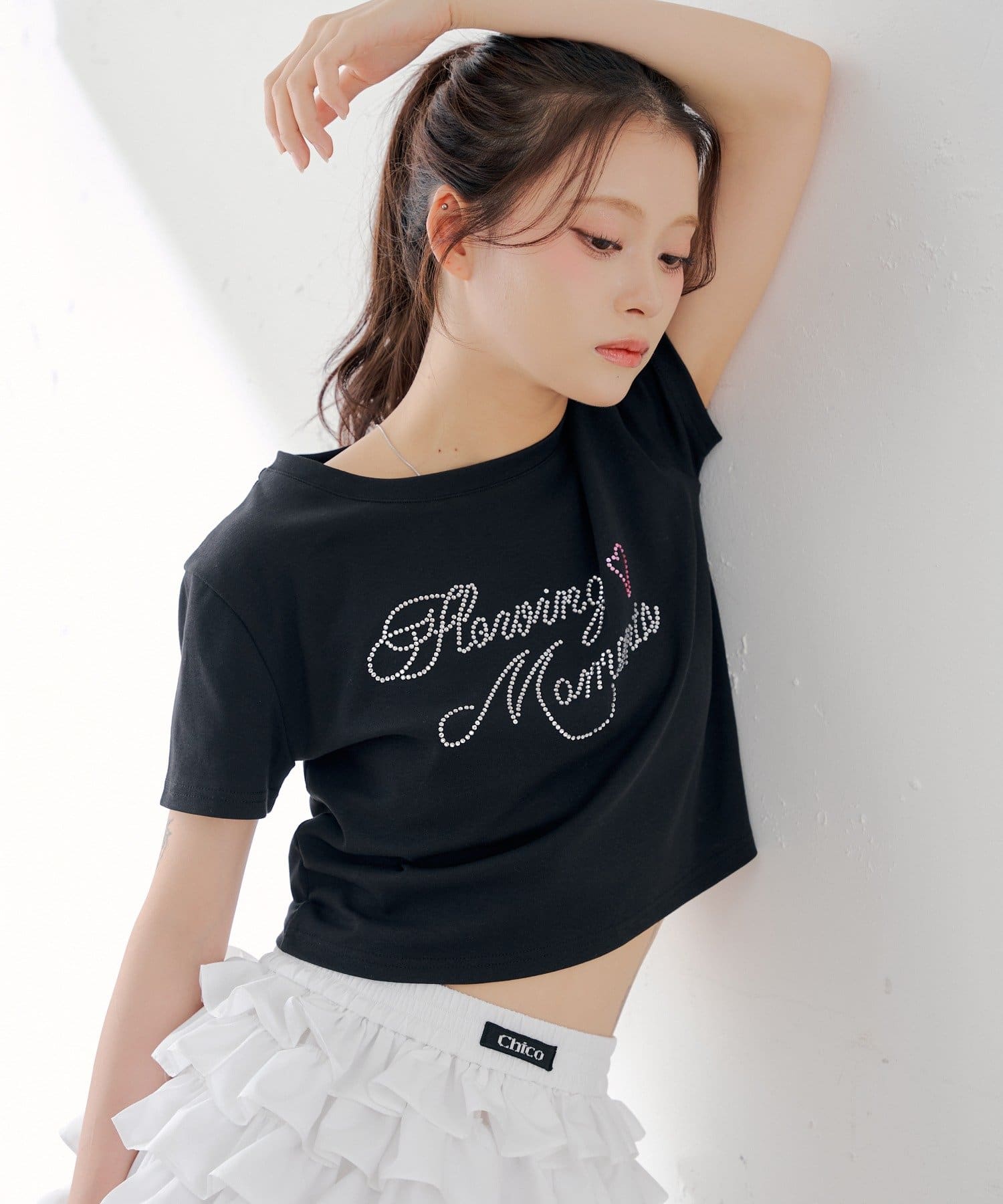 Chico(チコ) ラインストーンロゴチビT