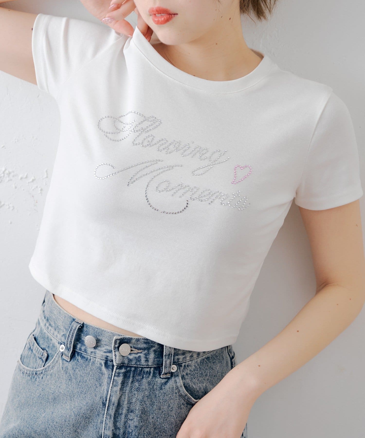 Chico(チコ) ラインストーンロゴチビT