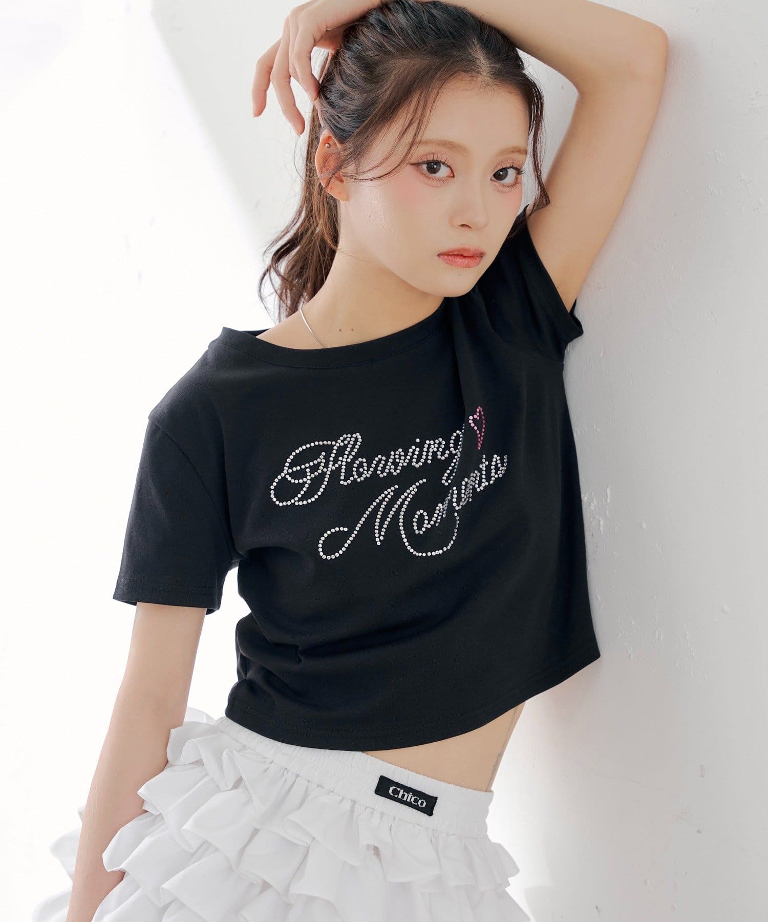 Chico(チコ) ラインストーンロゴチビT