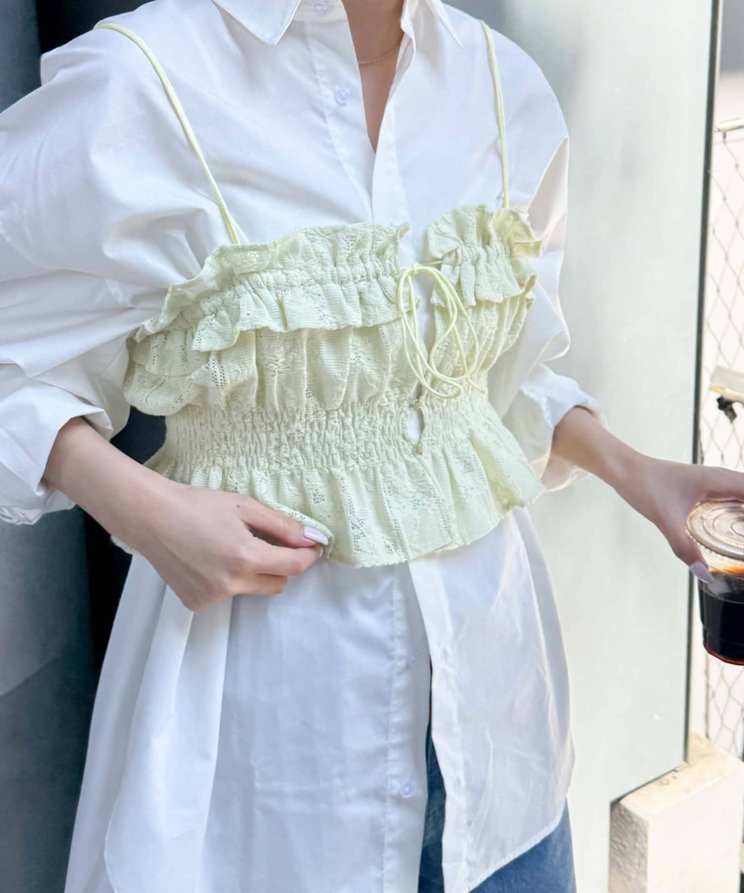 CIAOPANIC TYPY(チャオパニックティピー) 2WAYアソートレースシャーリングビスチェ