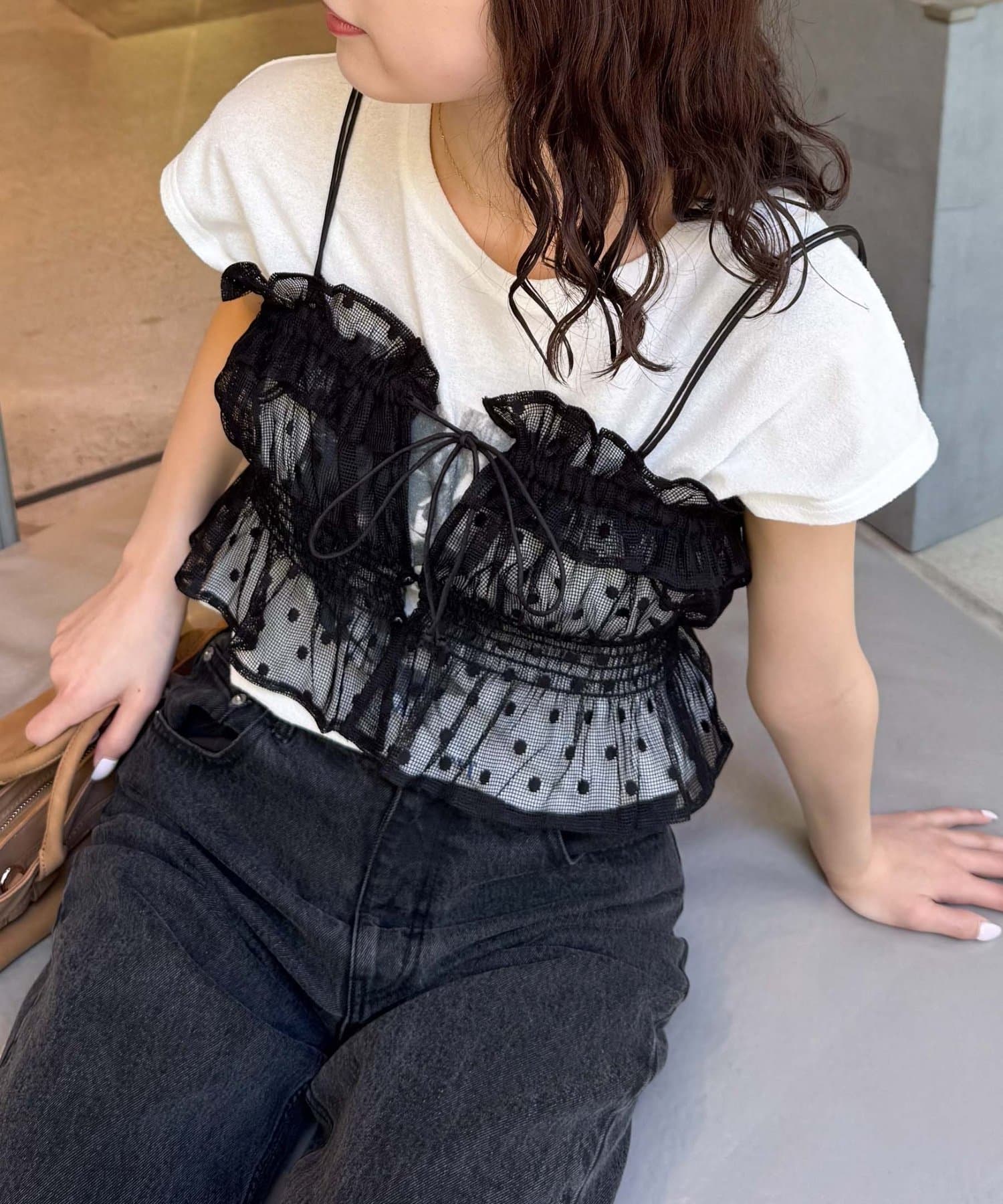 CIAOPANIC TYPY(チャオパニックティピー) 2WAYアソートレースシャーリングビスチェ