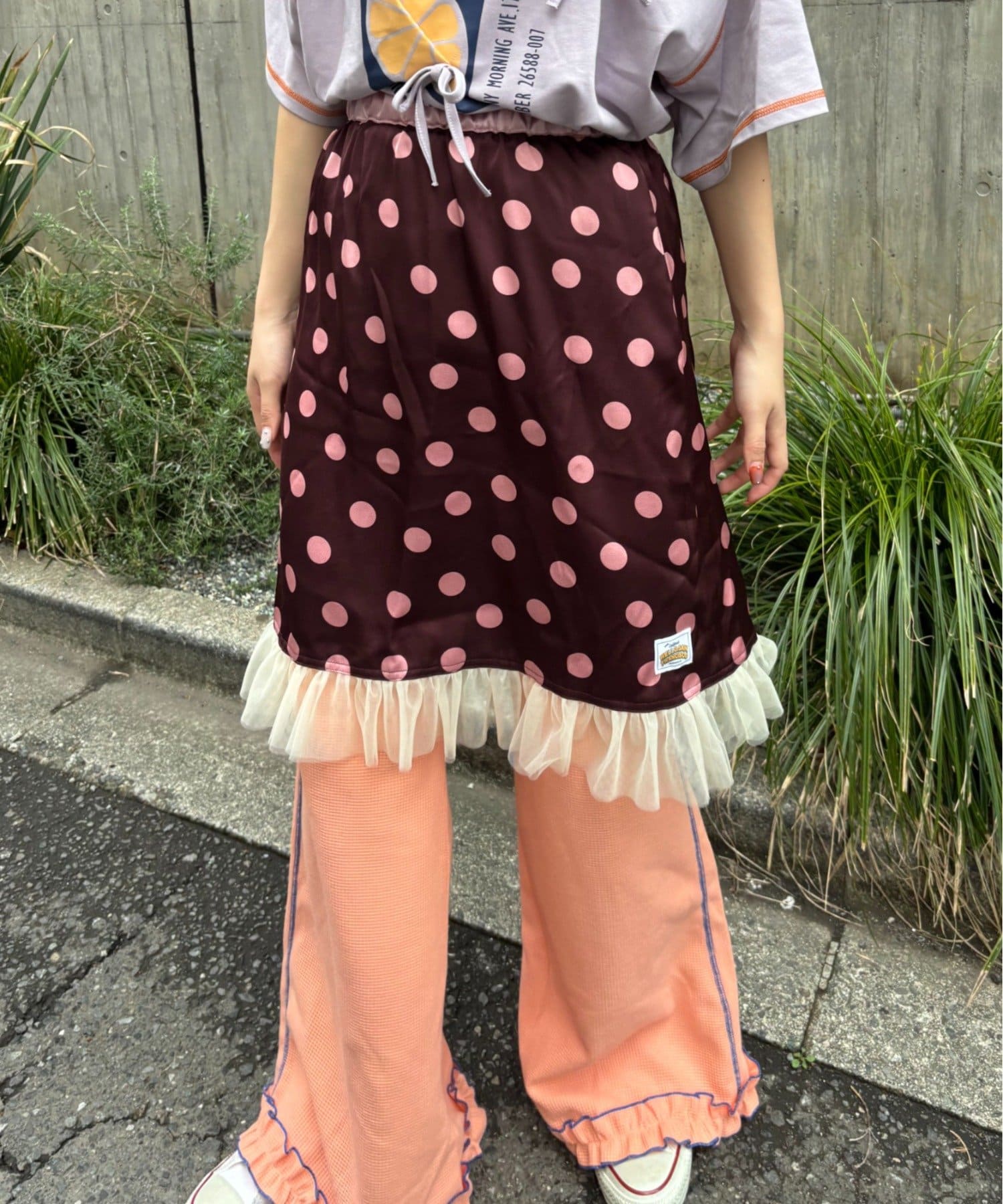 CIAOPANIC TYPY(チャオパニックティピー) 【HELLO.SANFRANCISCO/ハローサンフランシスコ】サテンドットチュールミドルスカート
