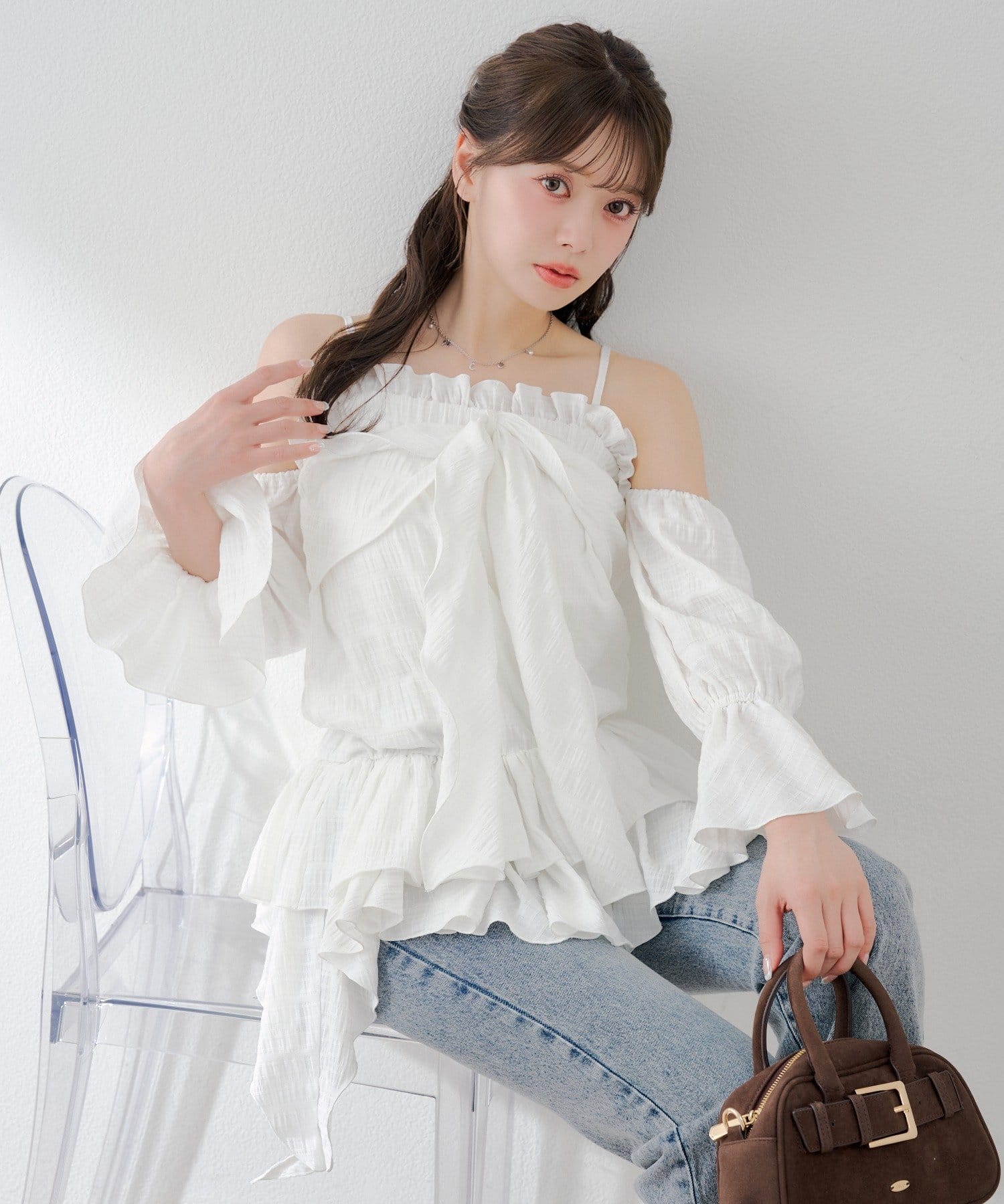 Chico(チコ) ドロップデザインオフショルチュニック