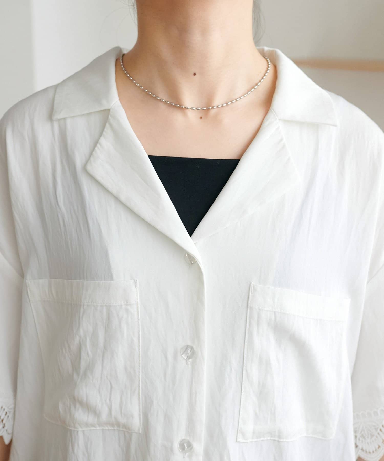 DISCOAT(ディスコート) レース使い開襟シャツ