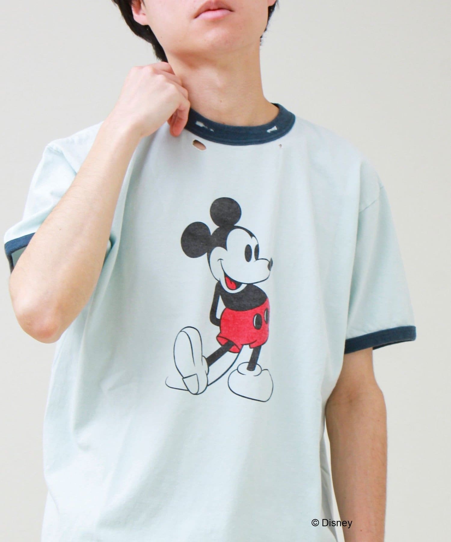 FREDY & GLOSTER(フレディ アンド グロスター) 【GOOD ROCK SPEED】ミッキーマウス リンガーダメージT