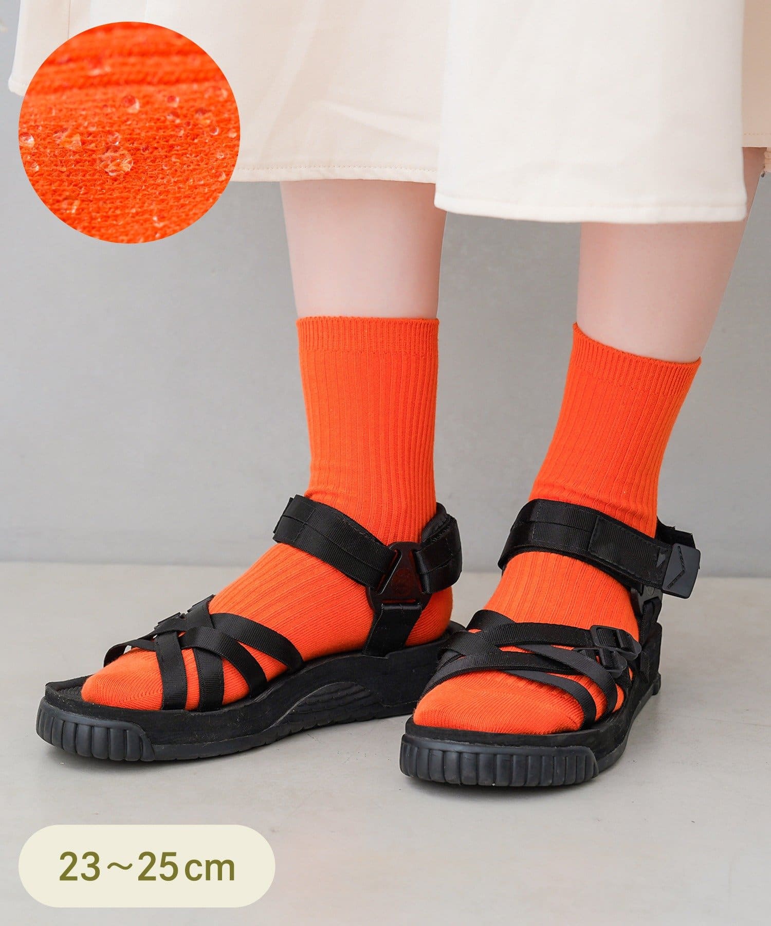 3COINS(スリーコインズ) はっ水リブクルーソックス