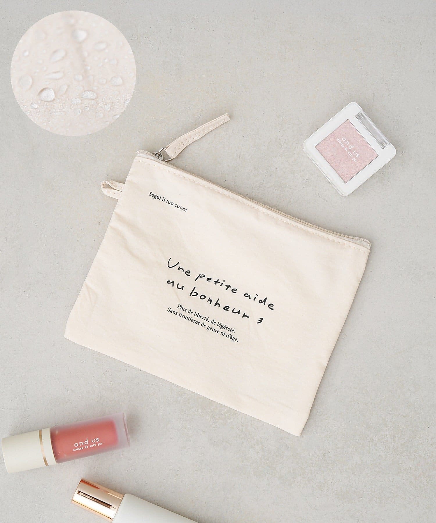 3COINS(スリーコインズ) はっ水ミニフラットポーチ