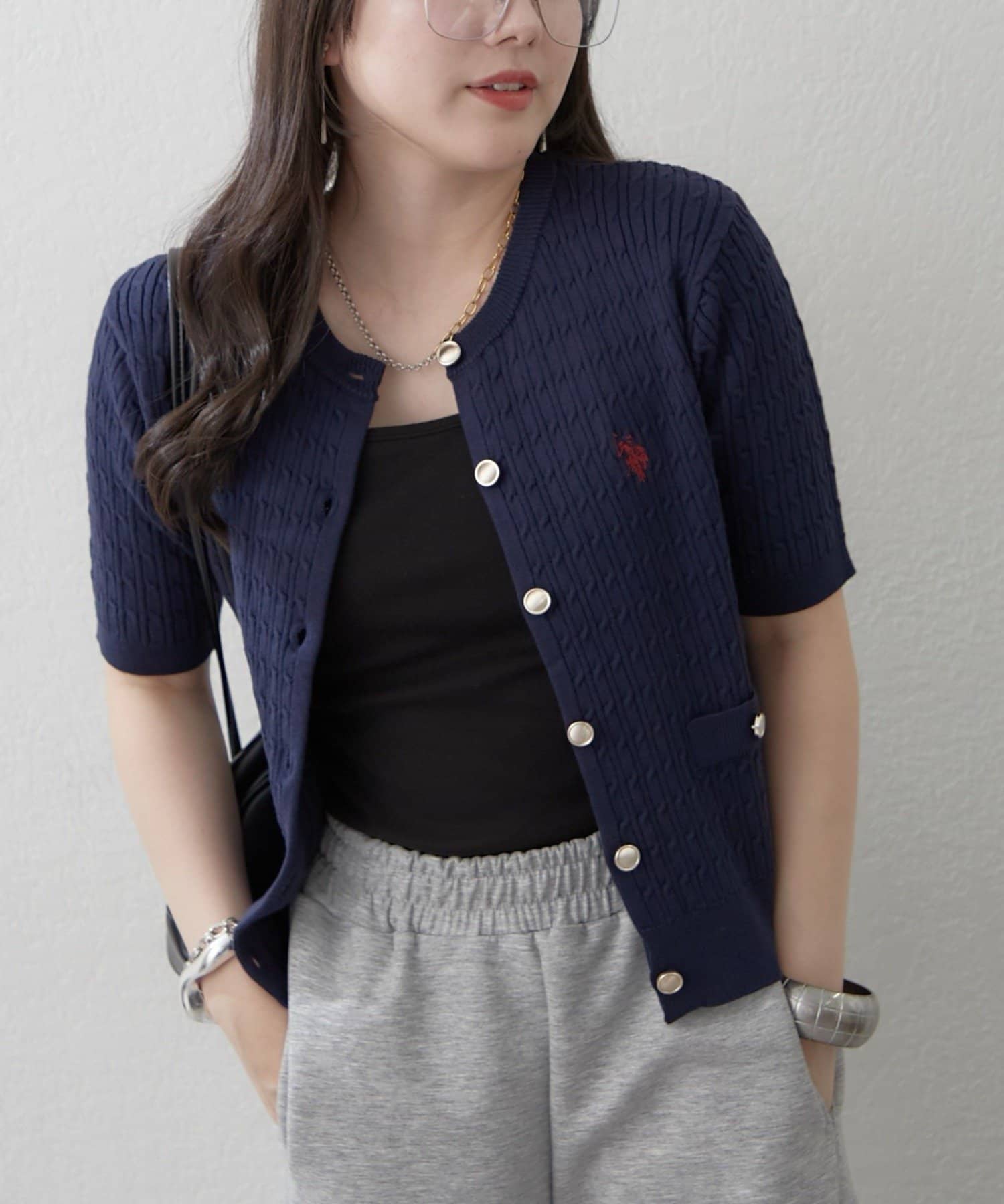 Remind me and forever(リマインドミーアンドフォーエバー) 【U.S. POLO ASSN. ×RMAF】ケーブル半袖カーディガン