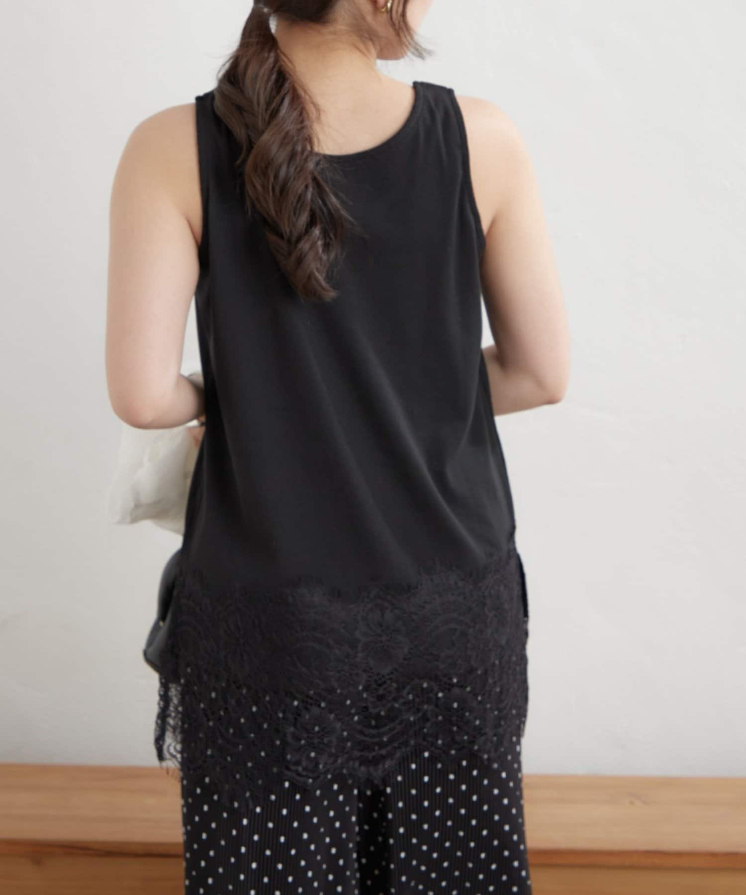 Remind me and forever(リマインドミーアンドフォーエバー) 【人気デザイン、レイヤードにおすすめ！】リブ裾レースタンク