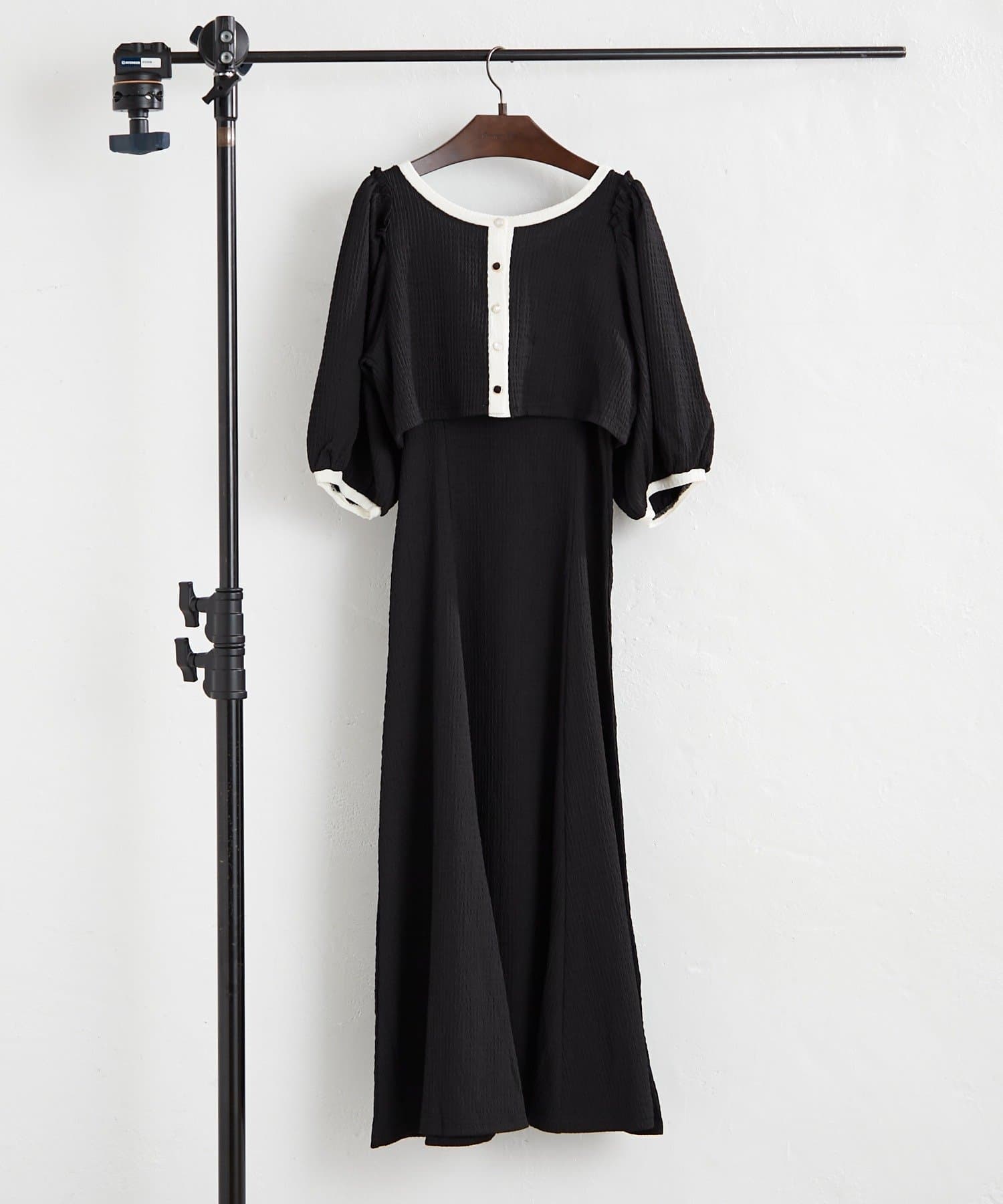 Remind me and forever(リマインドミーアンドフォーエバー) 【2枚SET】配色カットジャガードアボレロ×キャミワンピース