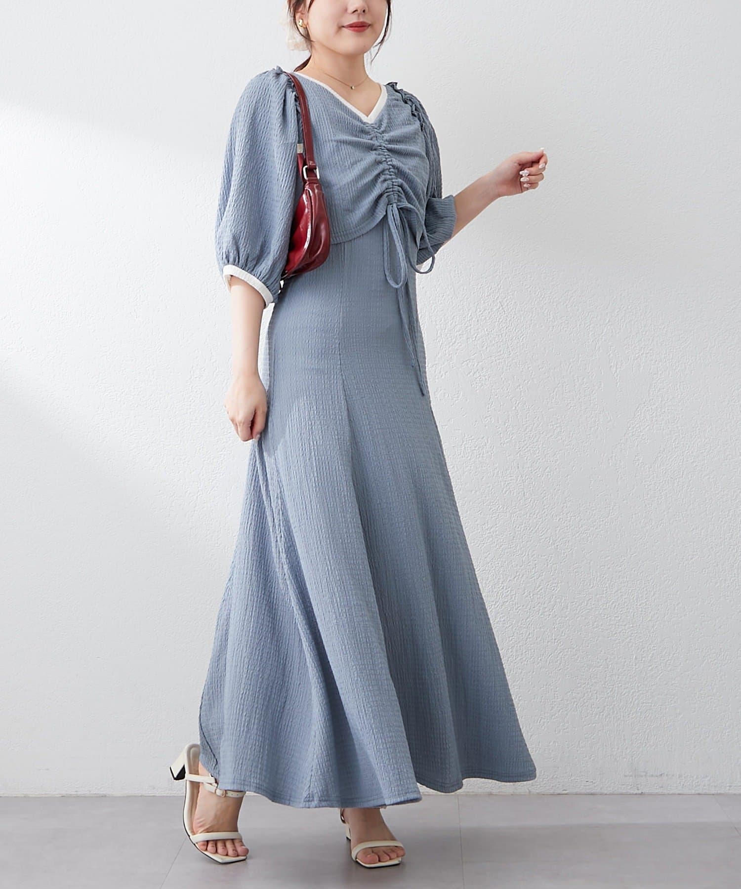 Remind me and forever(リマインドミーアンドフォーエバー) 【2枚SET】配色カットジャガードアボレロ×キャミワンピース