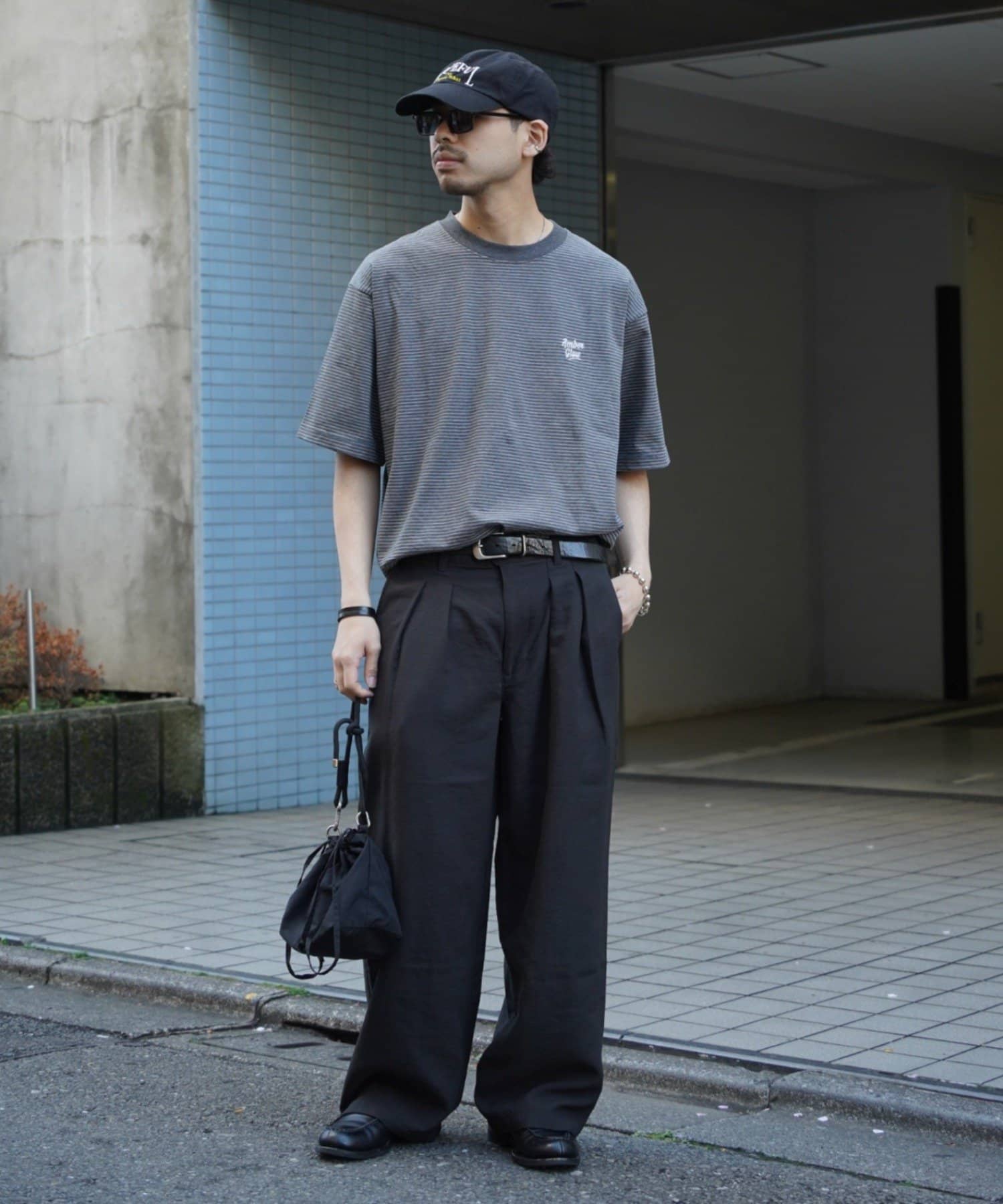 CIAOPANIC TYPY(チャオパニックティピー) 【UNISEX】ピンボーダーワンポイント刺繍ロゴTシャツ