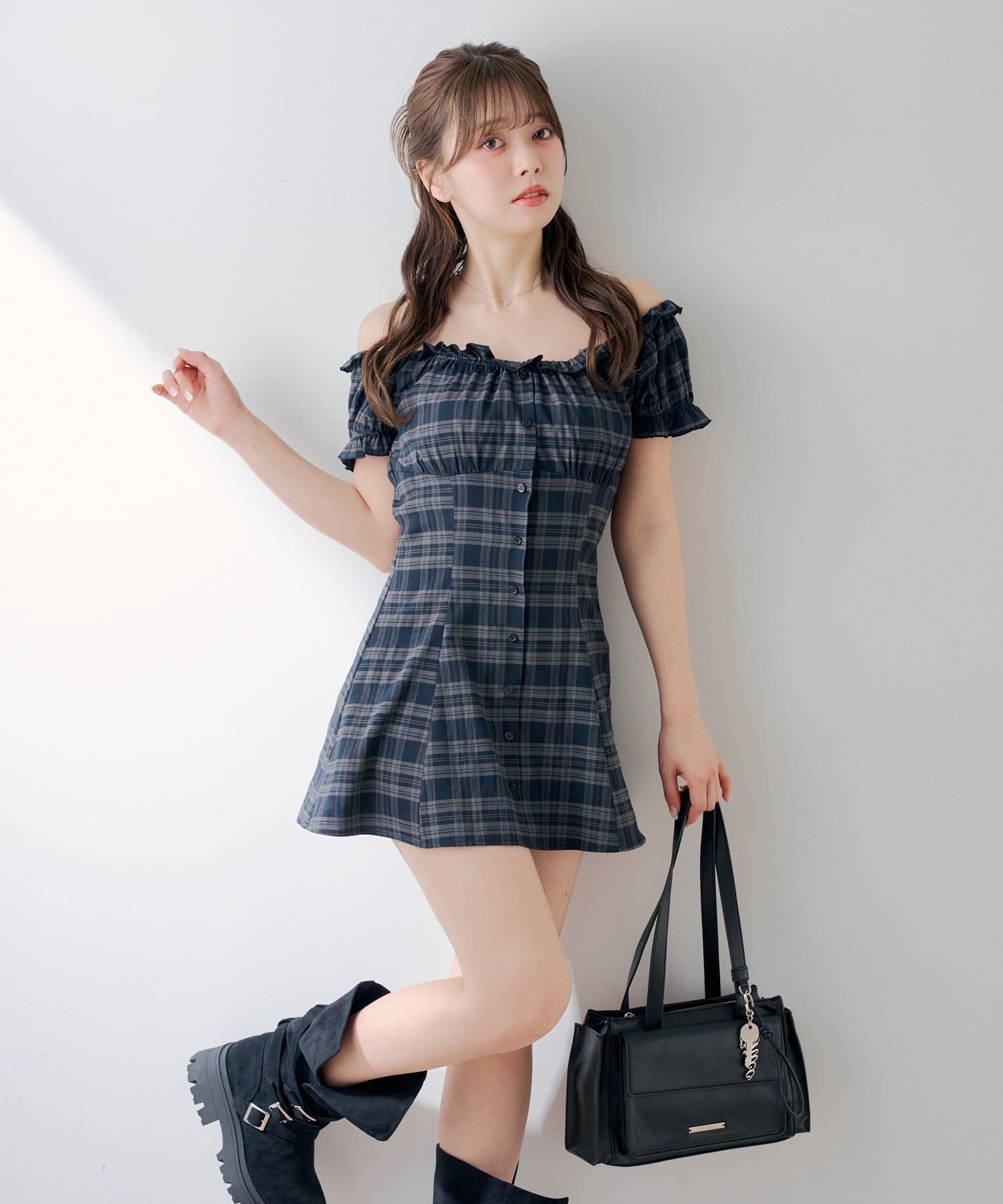 Chico(チコ) フレンチスリーブフレアミニワンピース