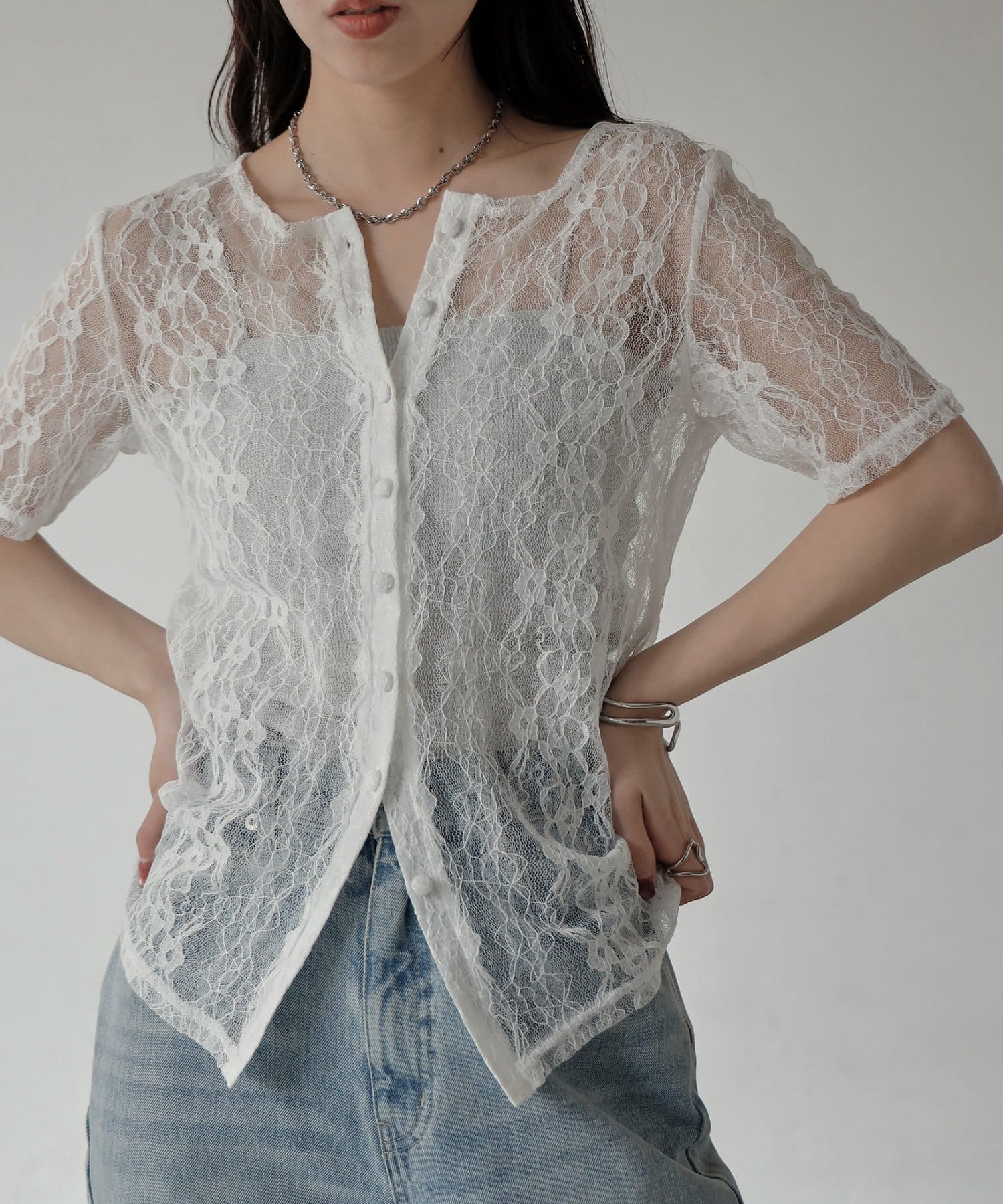 COLONY 2139(コロニー トゥーワンスリーナイン) ストレッチレースカーディガン