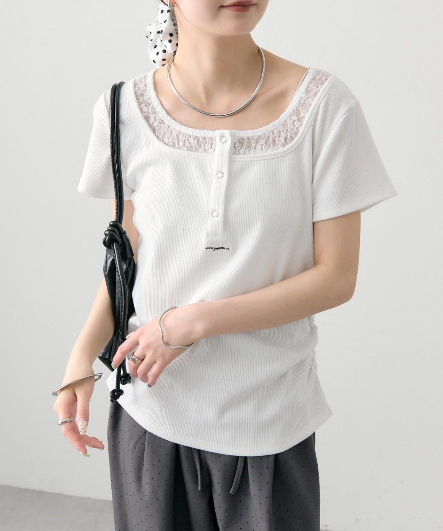 mystic(ミスティック) スクエアネックヘンリーTシャツ