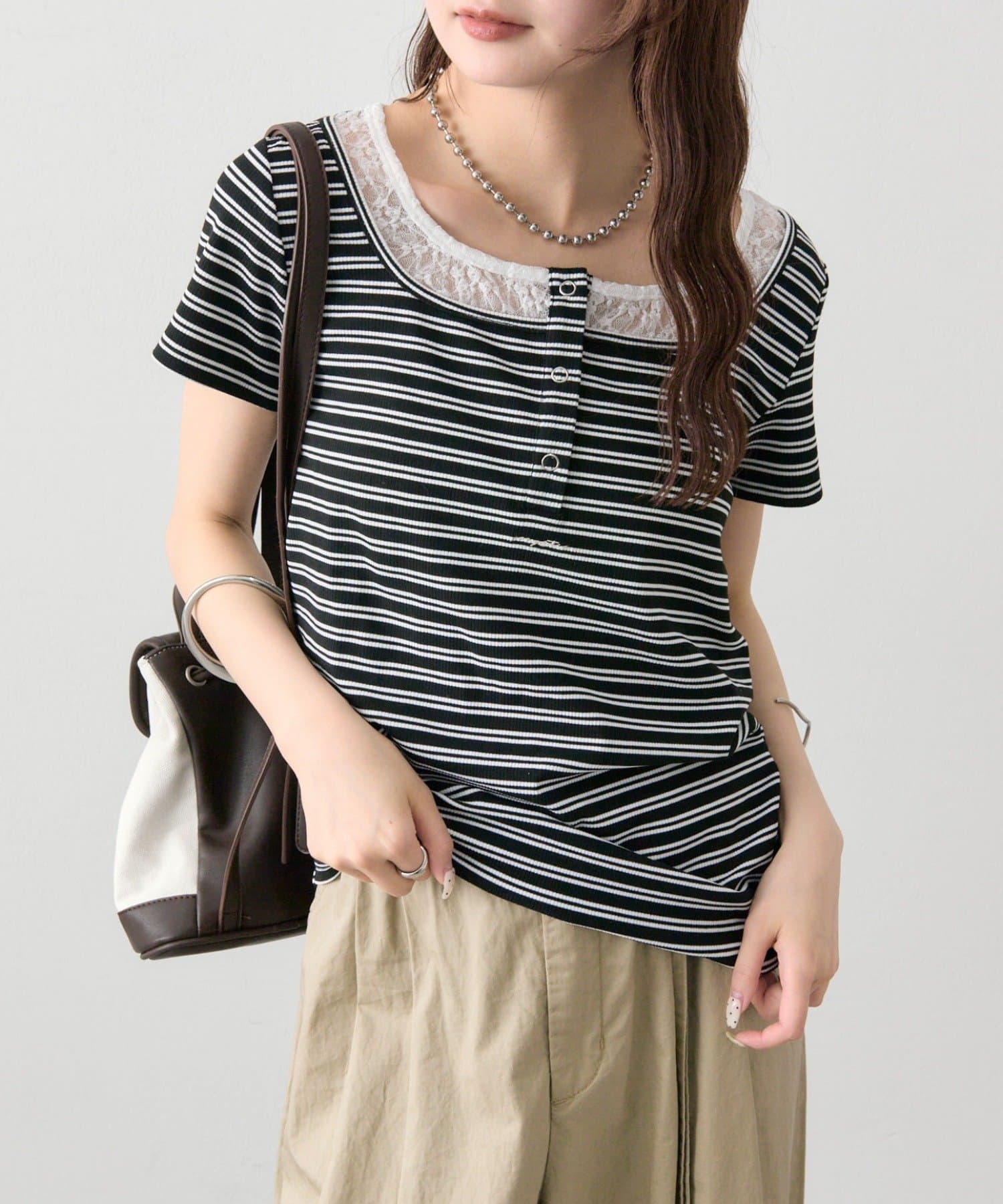 mystic(ミスティック) スクエアネックヘンリーTシャツ